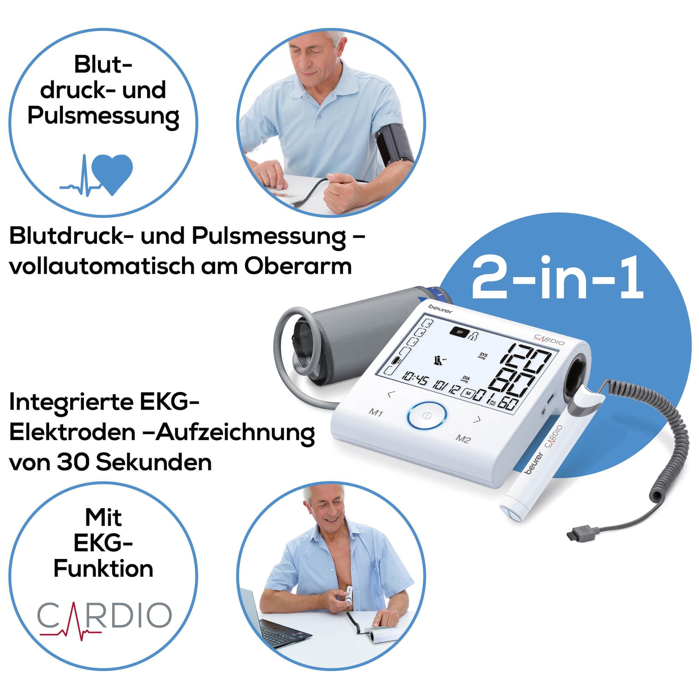 BEURER Oberarm-Blutdruckmessgerät »Beurer BM 96 Blutdruckmessgerät mit EKG-Funktion«, Mit 1-Kanal EKG zur Aufzeichnung des Herzrhythmus