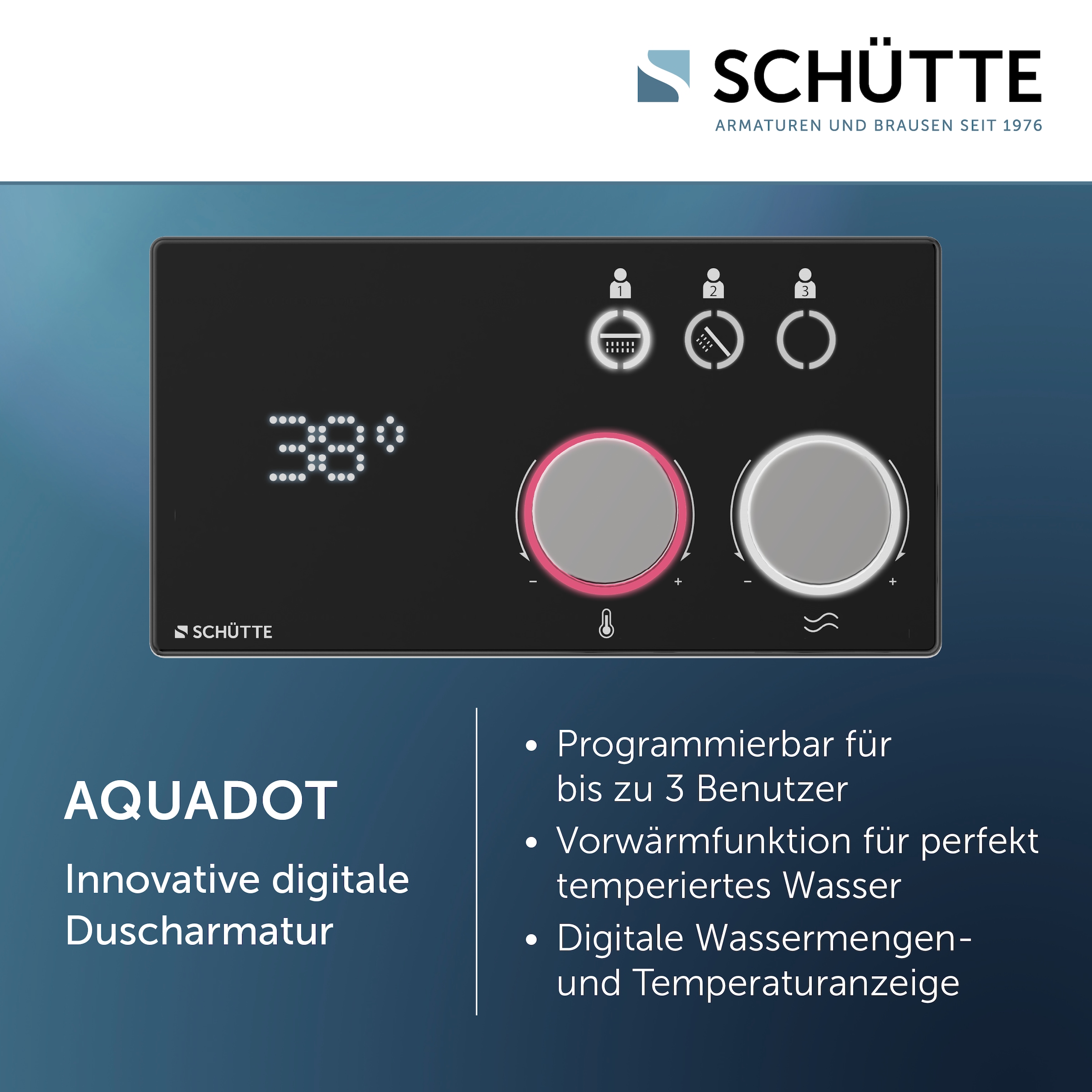 Schütte Brausegarnitur »AQUADOT«, Überkopfbrauseset mit digitalem Duschsystem