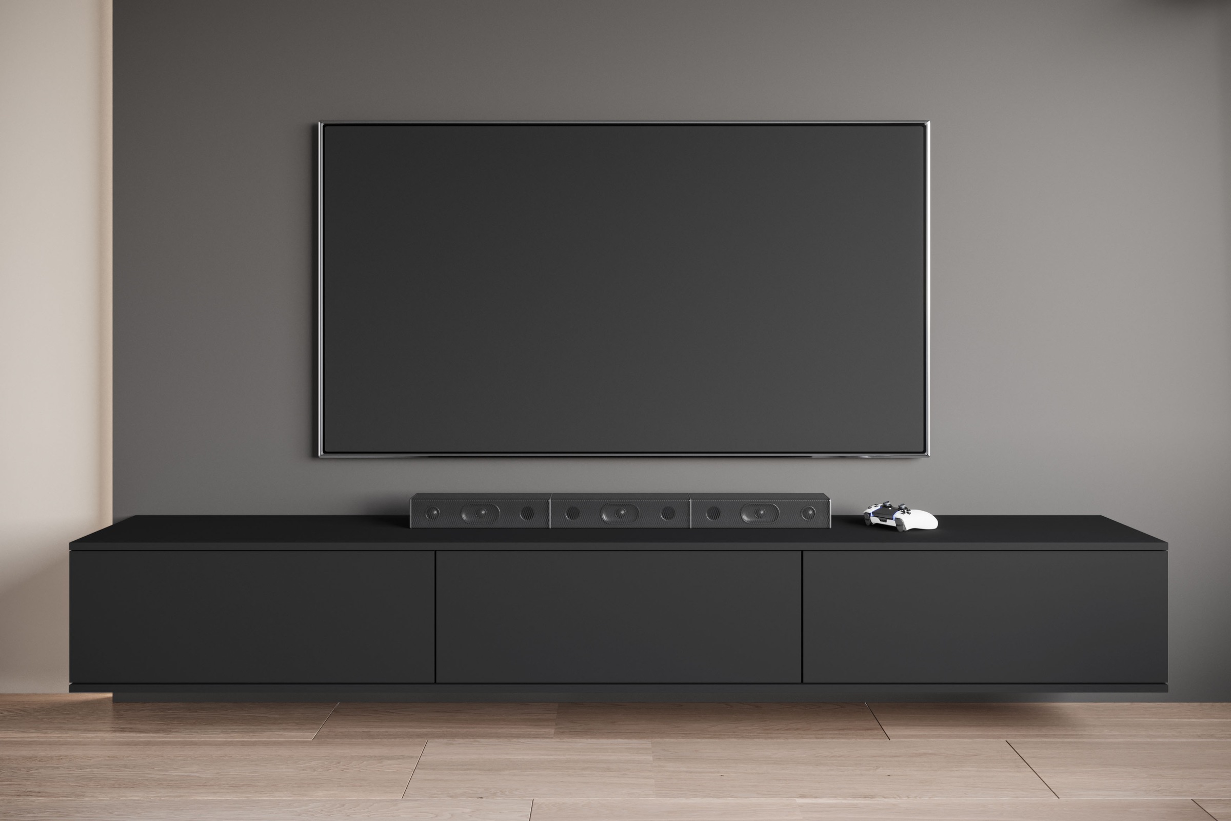 OTTO home Lowboard »Kenia TV-Schrank, 220 cm breit, mit 3 Klappen« 1 Stk. tlg. Stand- oder Hängemontage, stilvolles Design