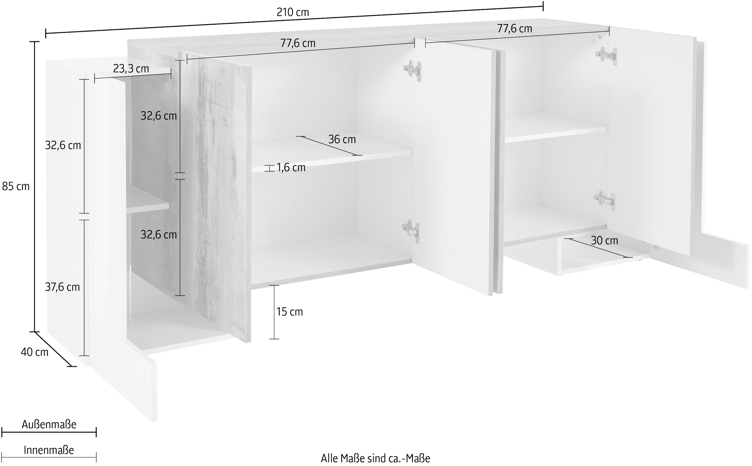 INOSIGN Sideboard »Pillon«, Breite 210 cm