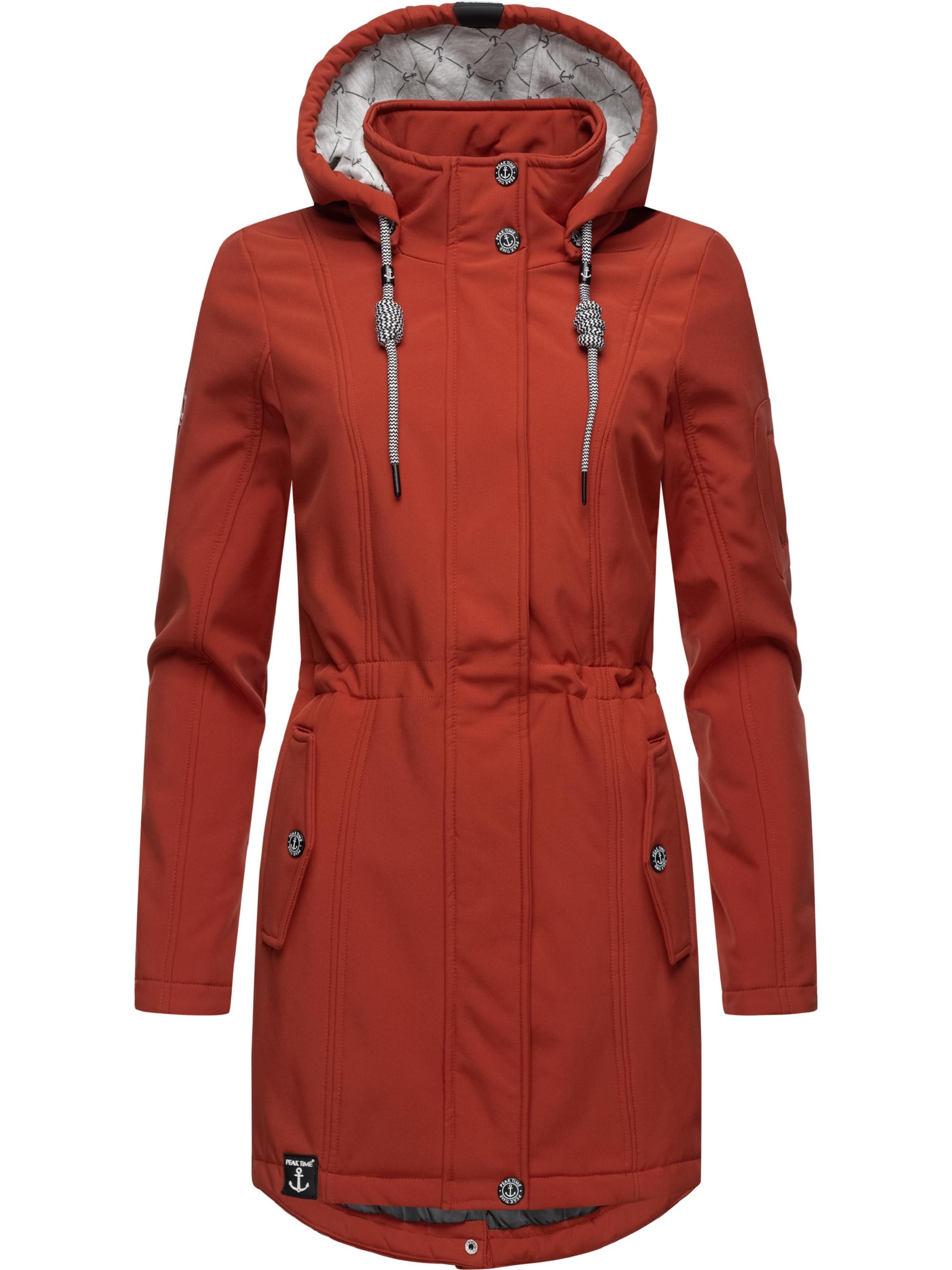 PEAK TIME Softshellmantel »Softshelljacke L62097«, wasserabweisender Übergangs-Mantel mit abnehmbarer Kapuze