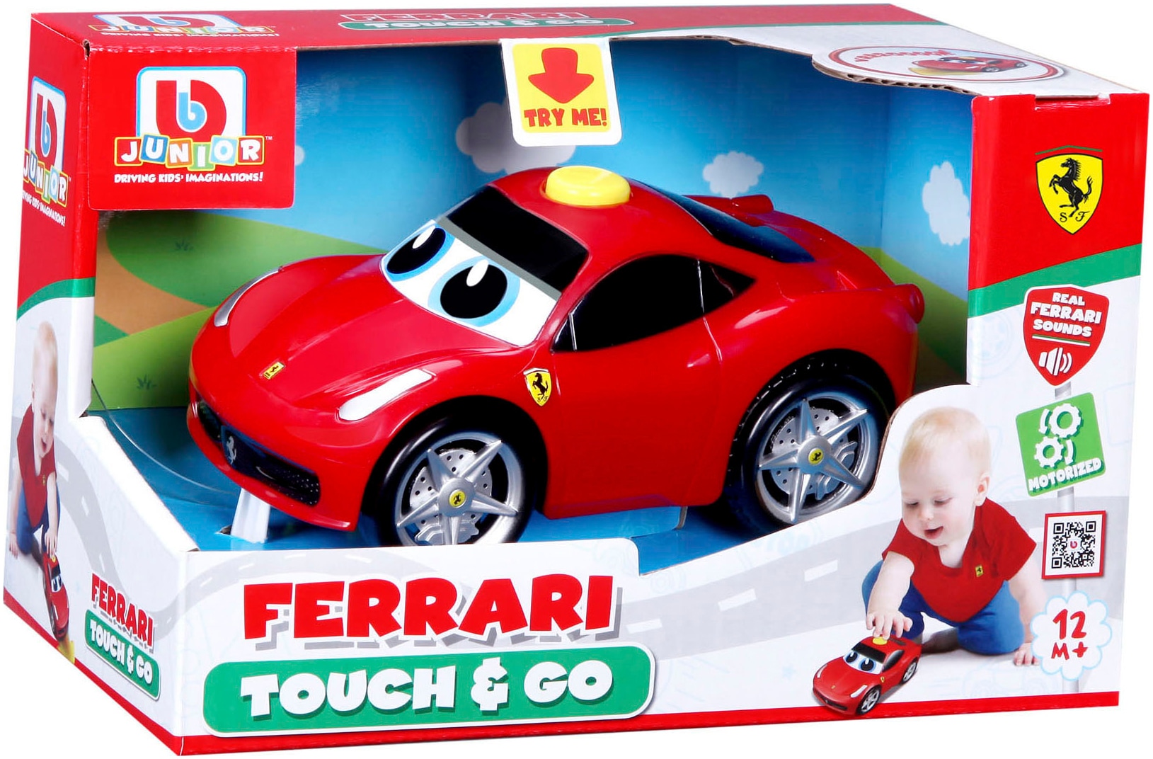 bbJunior Spielzeug-Auto »Touch & Go Ferrari 458 Italia 13cm«, mit Licht und Sound