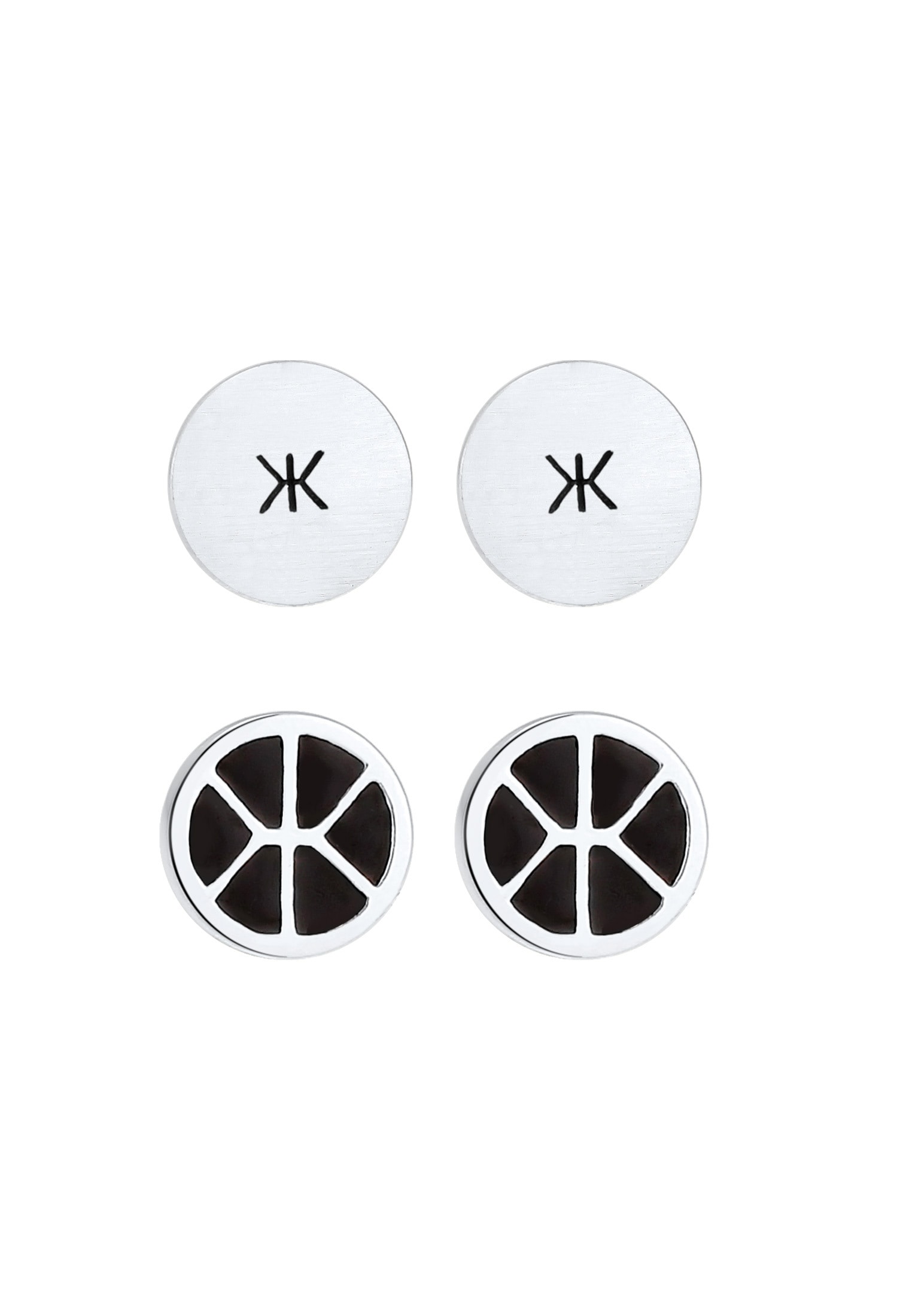 Kuzzoi Paar Ohrstecker »Ohrringe Herren Stecker Rund Emaille (2 tlg) 925 Silber«
