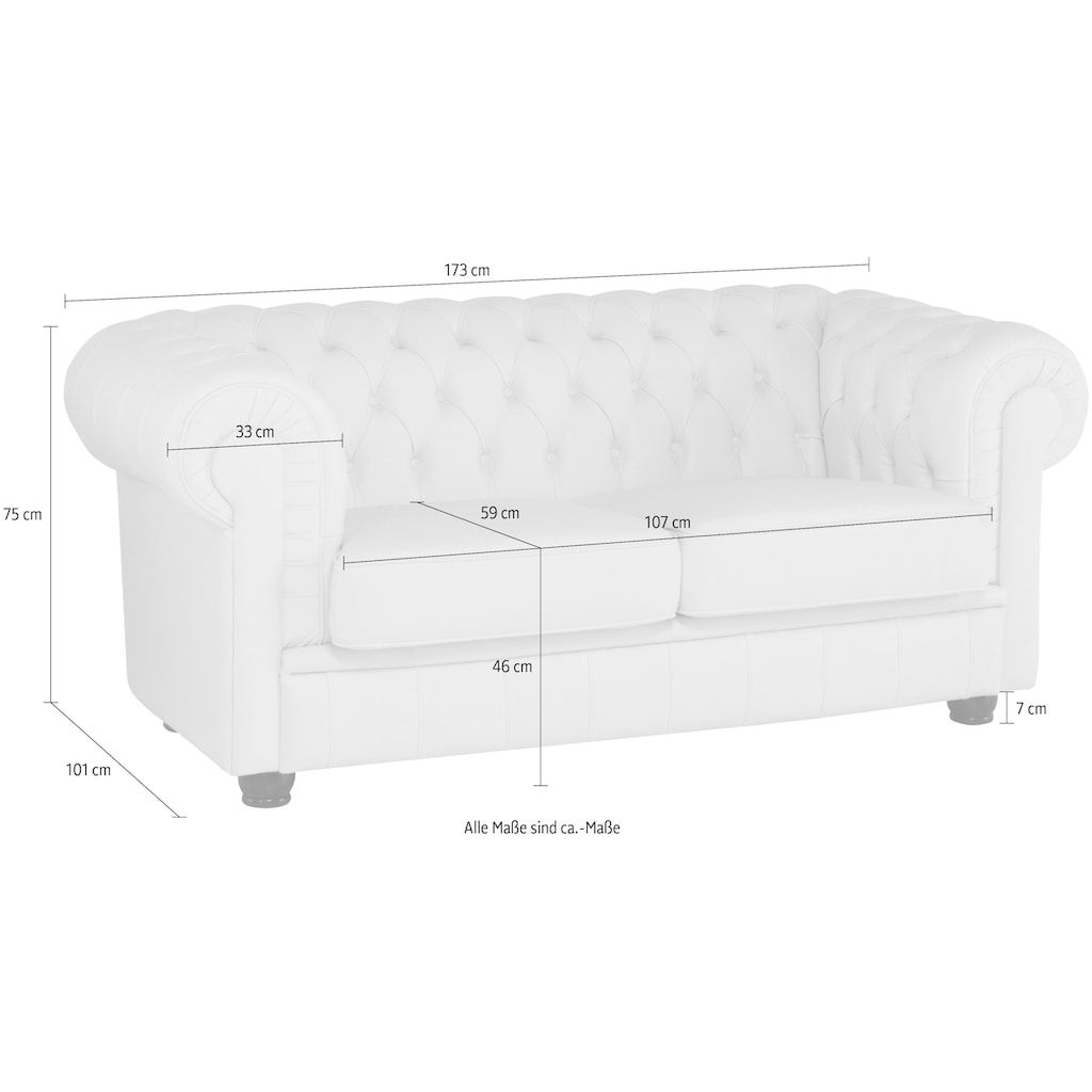 Max Winzer® Chesterfield-Sofa »Kent«, 2-Sitzer mit edler Knopfheftung, Breite 175 cm