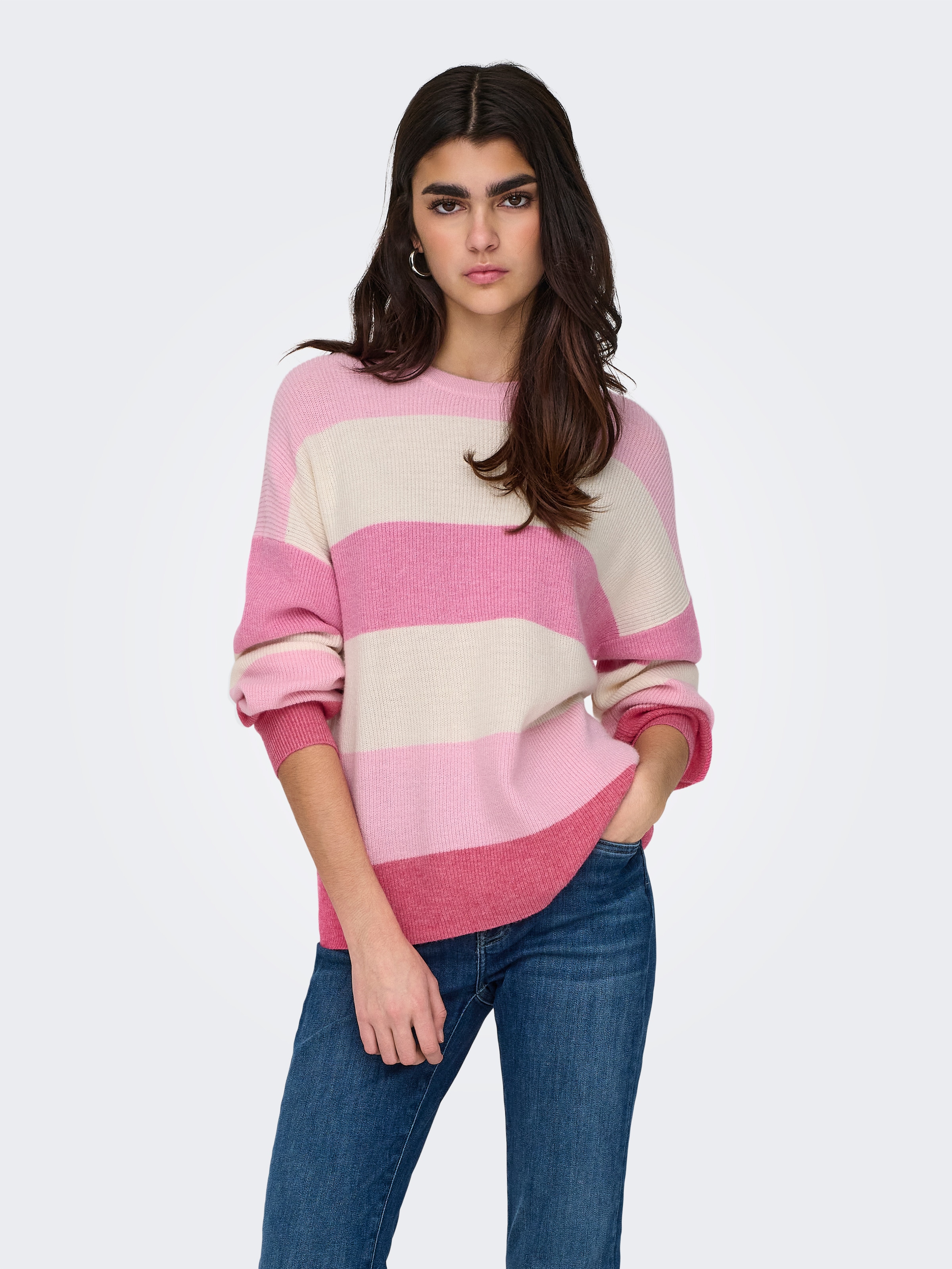 ONLY Strickpullover »ONLATIA L/S STRIPE PULLOVER KNT NOOS« mit Colorblock Design