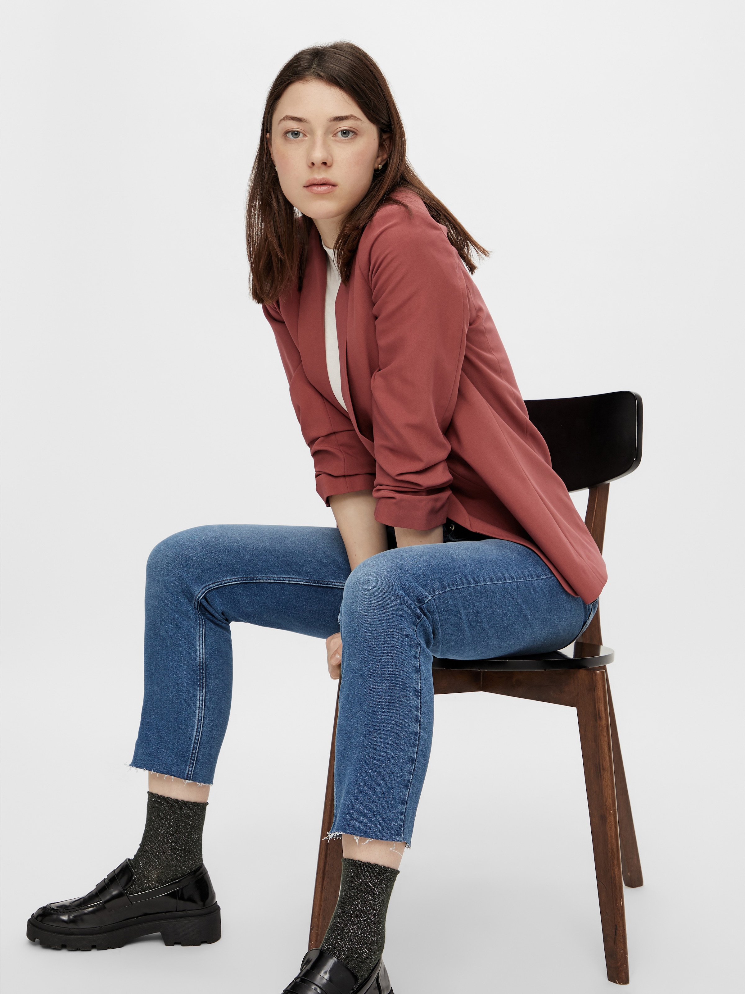 pieces »PCBOSELLA 3/4 BLAZER NOOS« Materialmix, regular fit