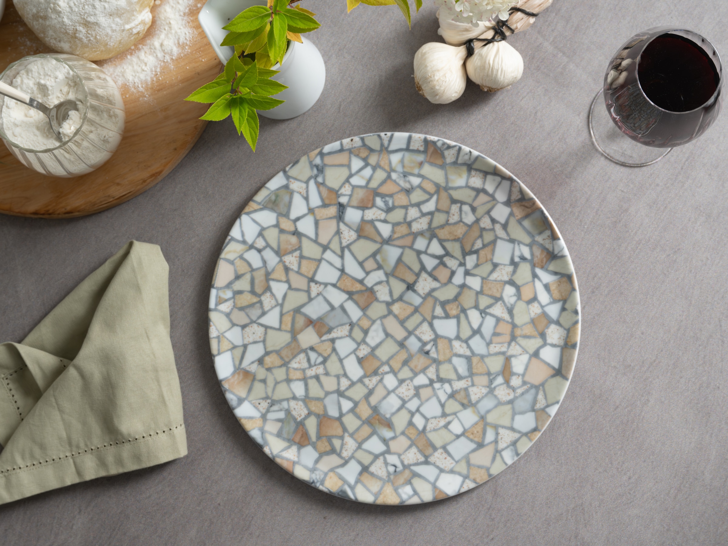 CreaTable Pizzateller »Stone Collection Siena, Teller Set, 4-tlg.« Italienische Eleganz, Vielseitig einsetzbar