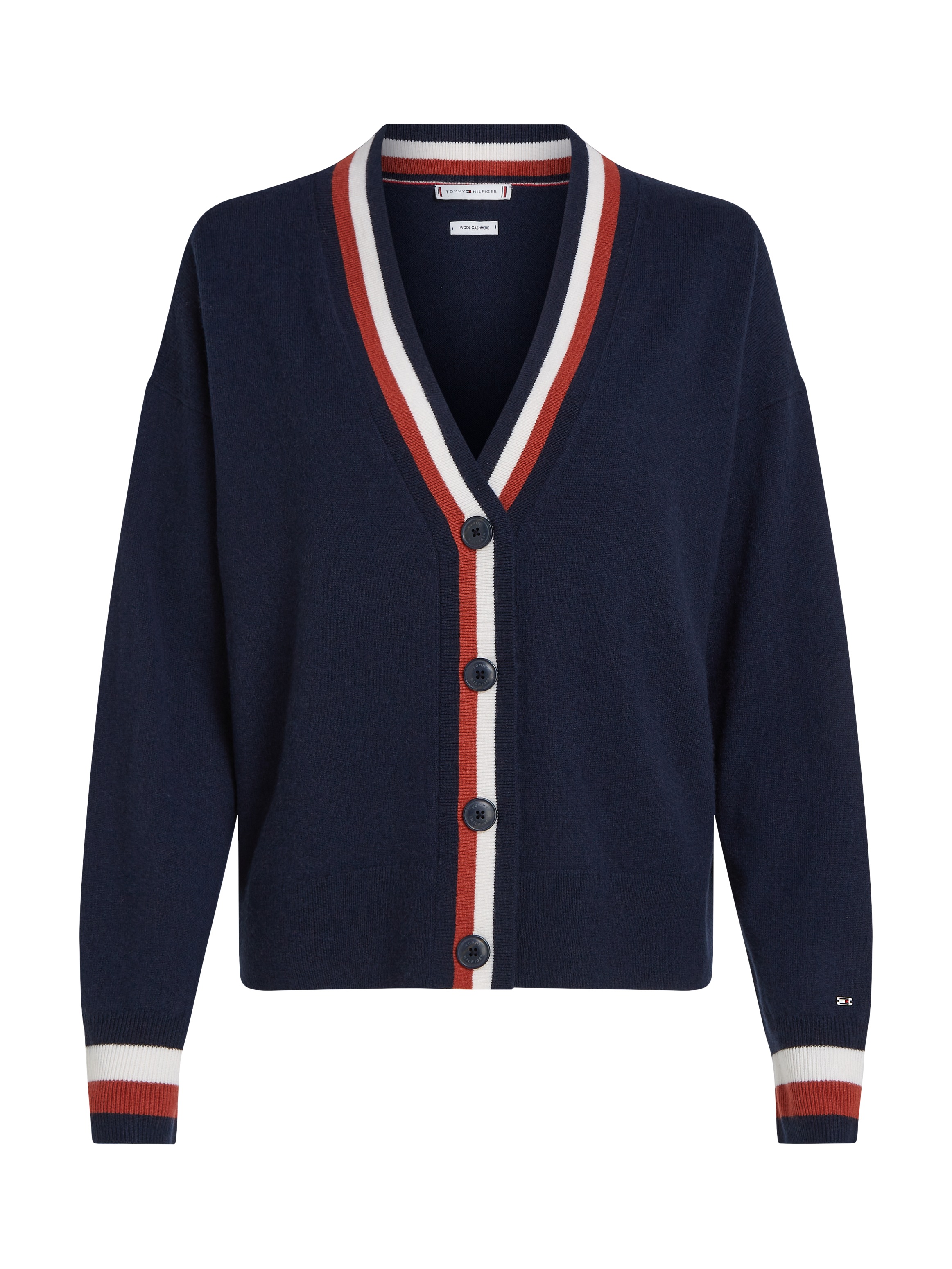 Tommy 2024 Hilfiger Strickjacke blau Zopfmuster Casual-Look