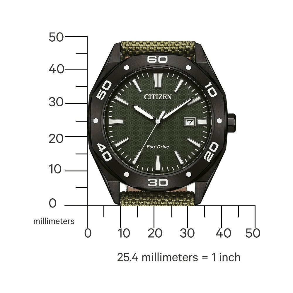 Citizen Solaruhr Armbanduhr, Herrenuhr, analog, Tag, Batterie-Entladungsanzeige