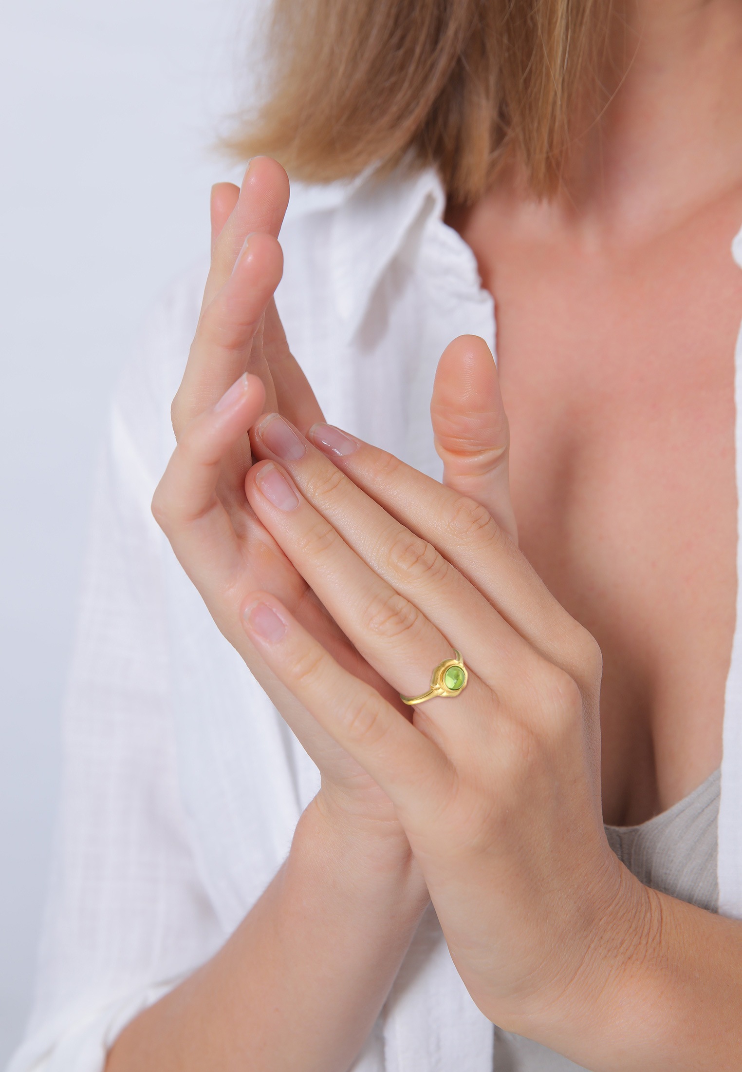 Elli Premium Fingerring »Ring Peridot Cabochon Grün Klassik 925 Silber«