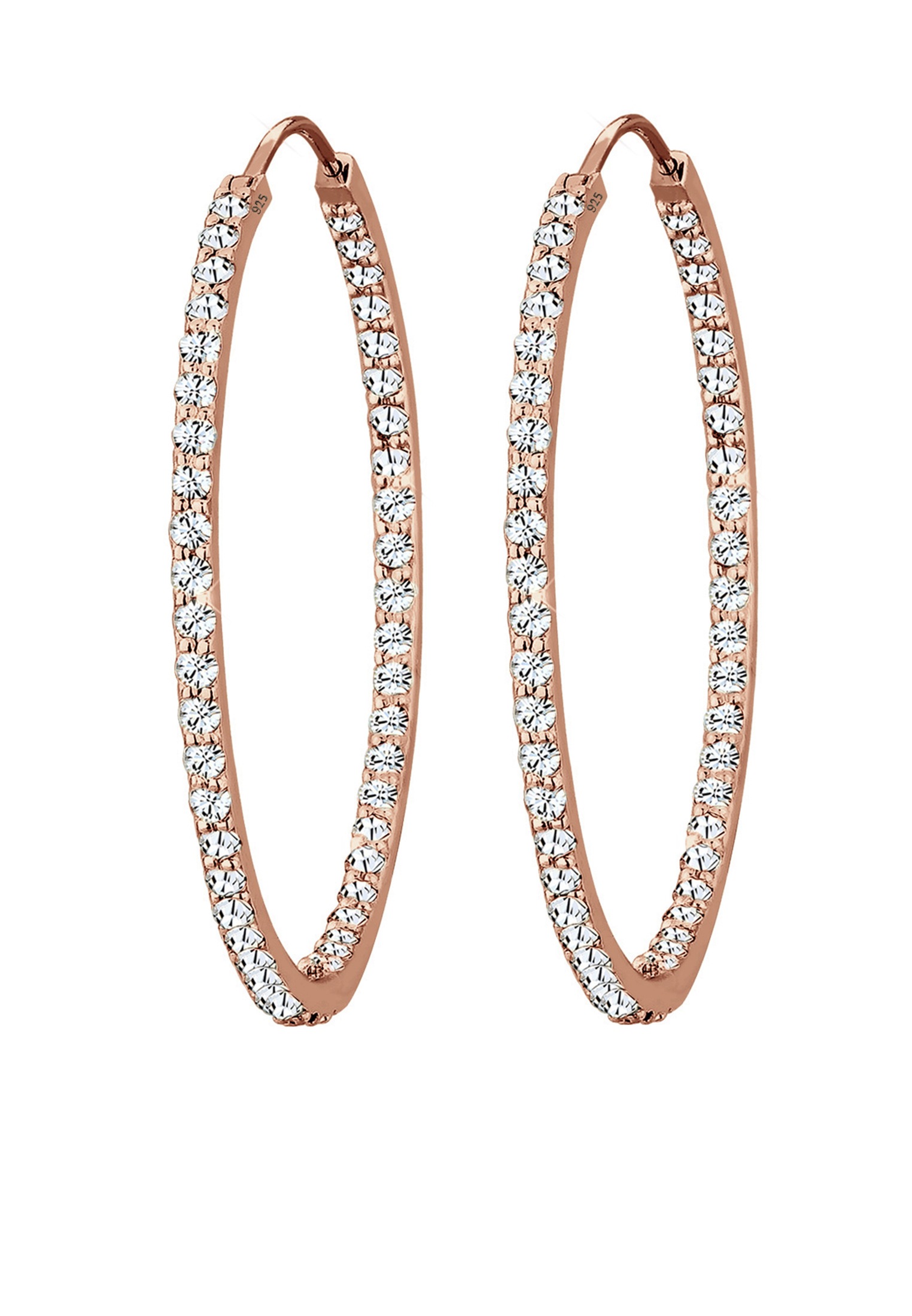 Elli Premium Paar Creolen »Ohrringe Creolen Glas Kristalle Weiß 925 Sterling Silber«
