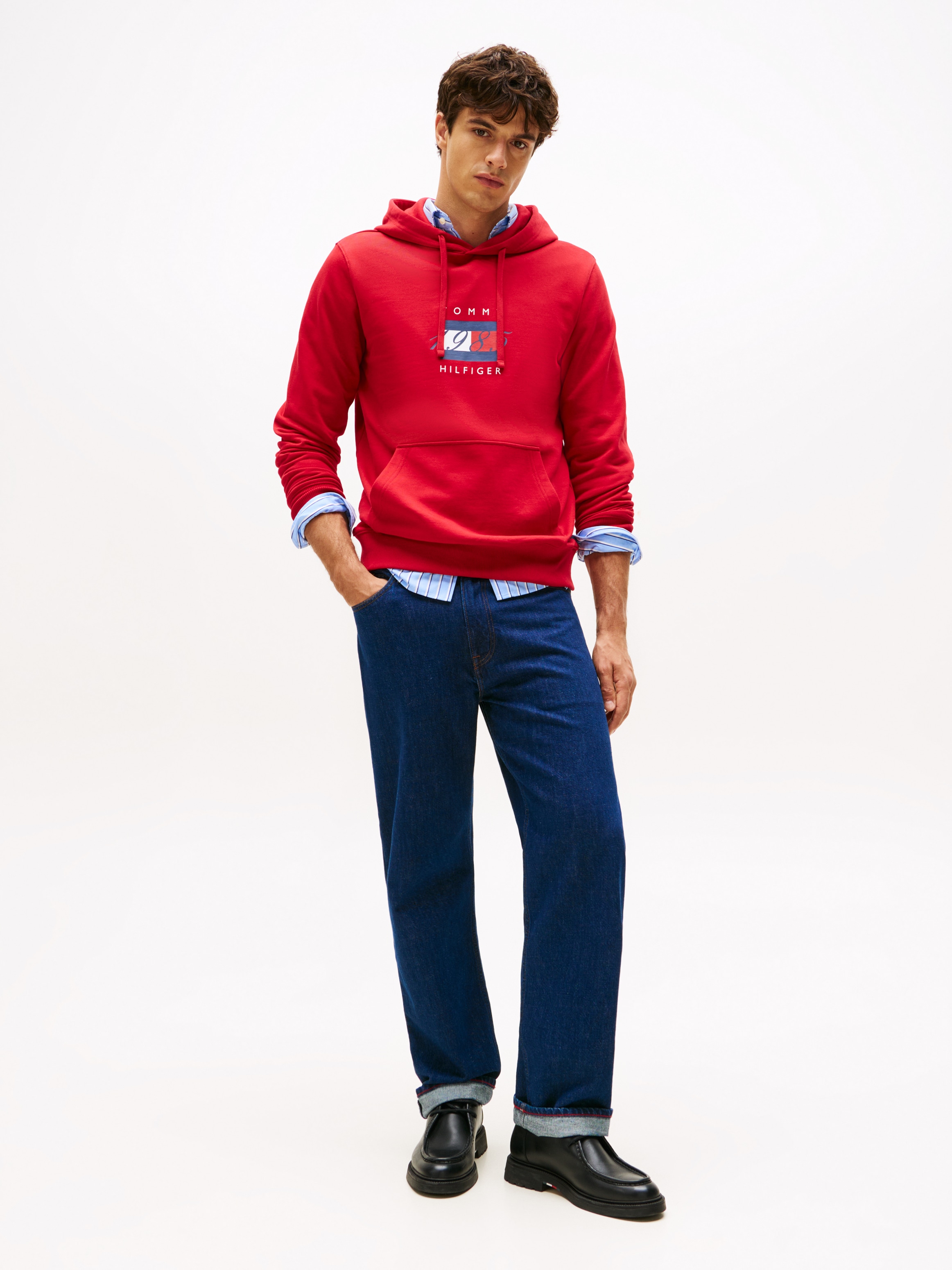 Tommy Hilfiger Kapuzensweatshirt »LINEAR FLAG GRAPHIC«, Regular Fit, Hoodie, Kapuze mit Tunnelzug