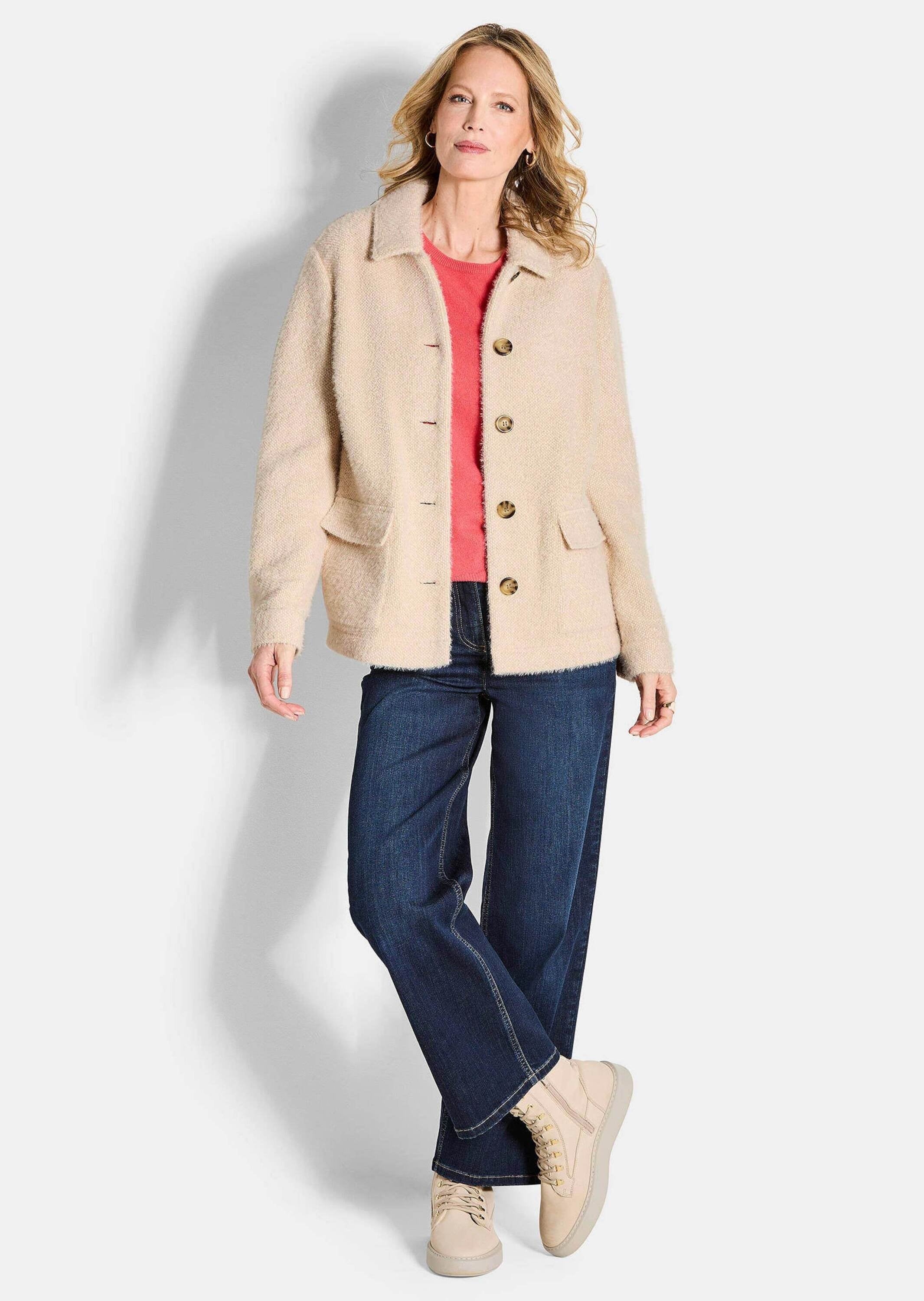 GOLDNER Kurzjacke »Strickjacke mit dezenter Wabenstruktur« kuschelweiche Jerseyqualität