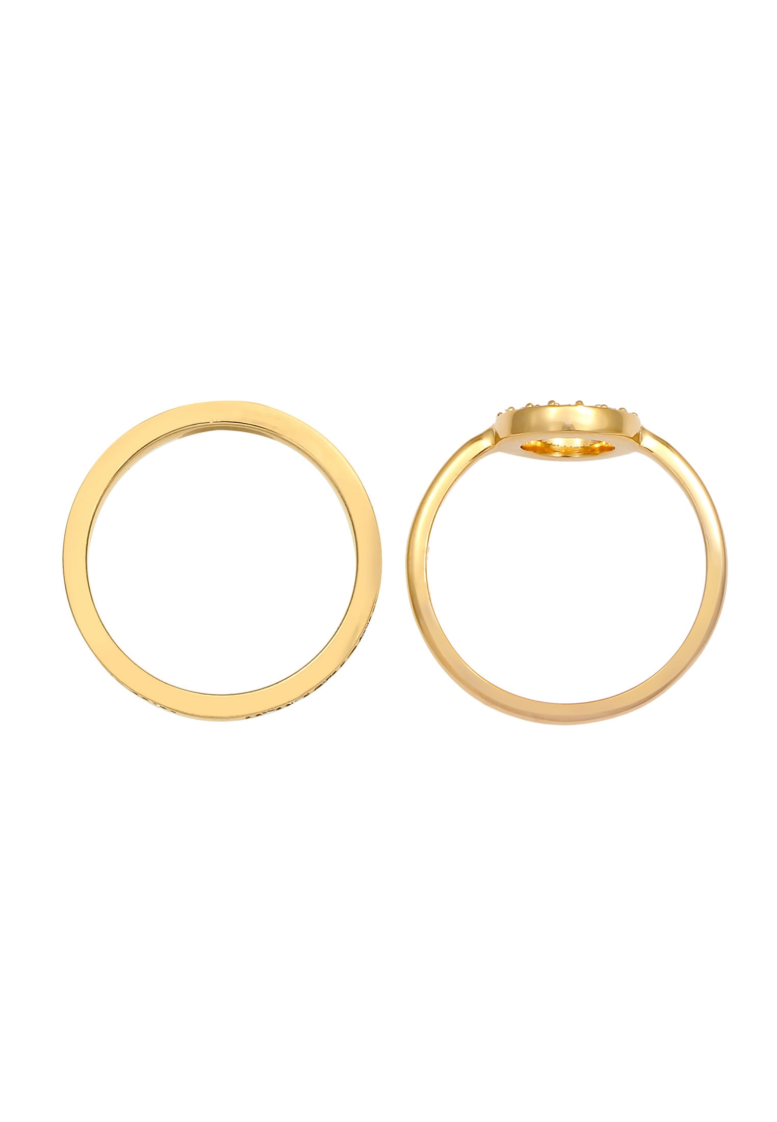 Elli Premium Ring-Set »Ring Memorie Kreis Geo Kristalle 2er Set 925 Silber«