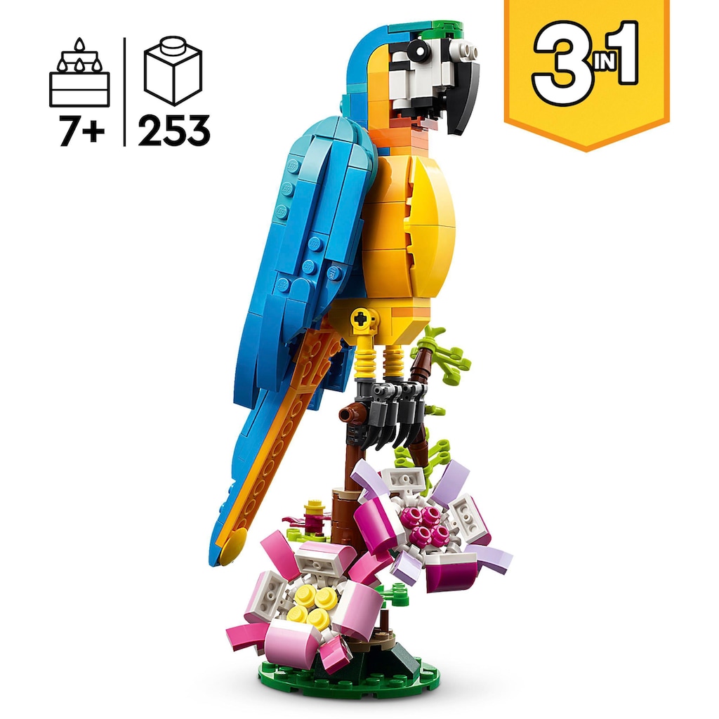 LEGO® Konstruktionsspielsteine »Exotischer Papagei (31136), LEGO® Creator 3in1«, (253 St.)