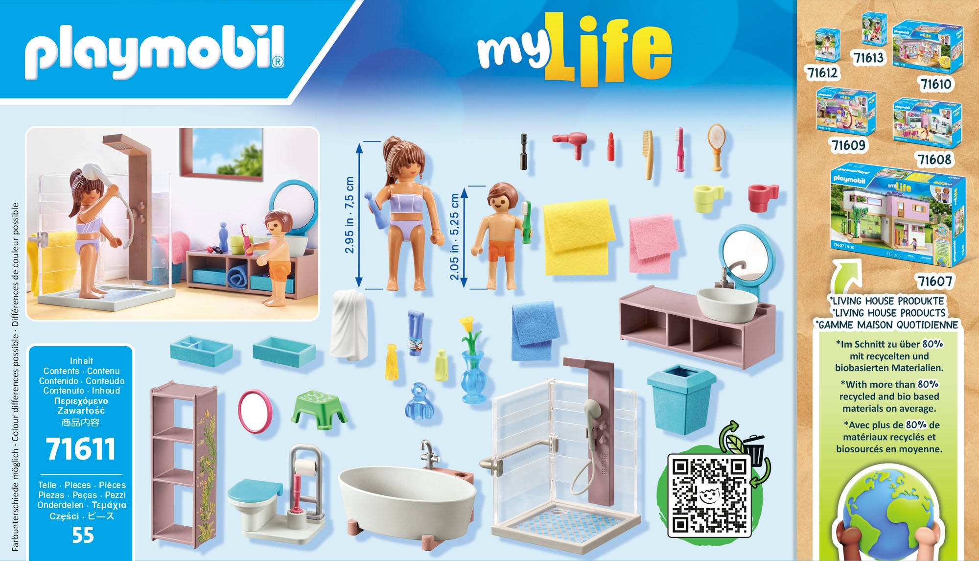 Playmobil® Konstruktions-Spielset »Badezimmer (71611), myLife«, (55 St.), Made in Europe