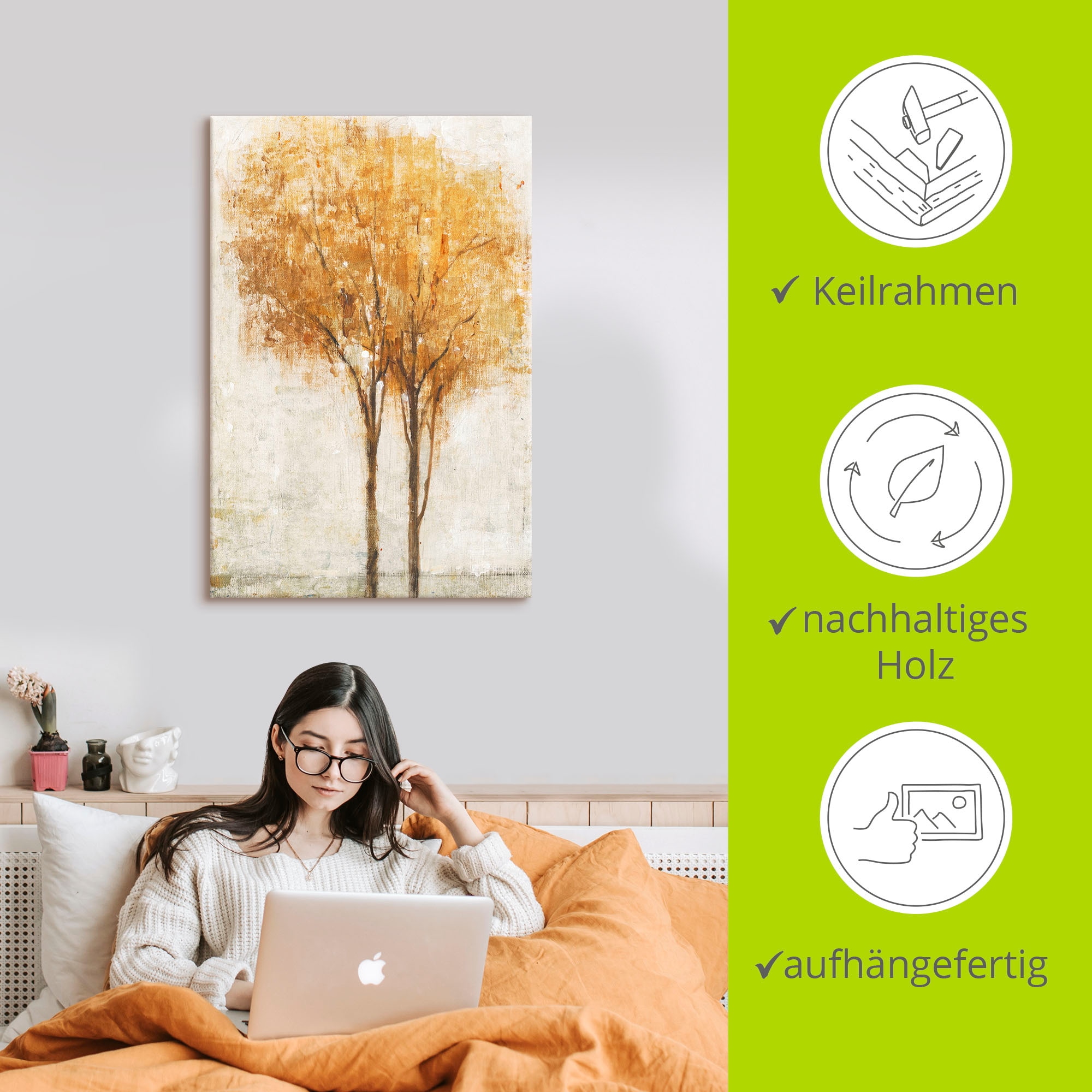 Artland Wandbild »Fallende Blätter II« Bäume 1 Stk. tlg. als Leinwandbild, Wandaufkleber in verschied. Größen