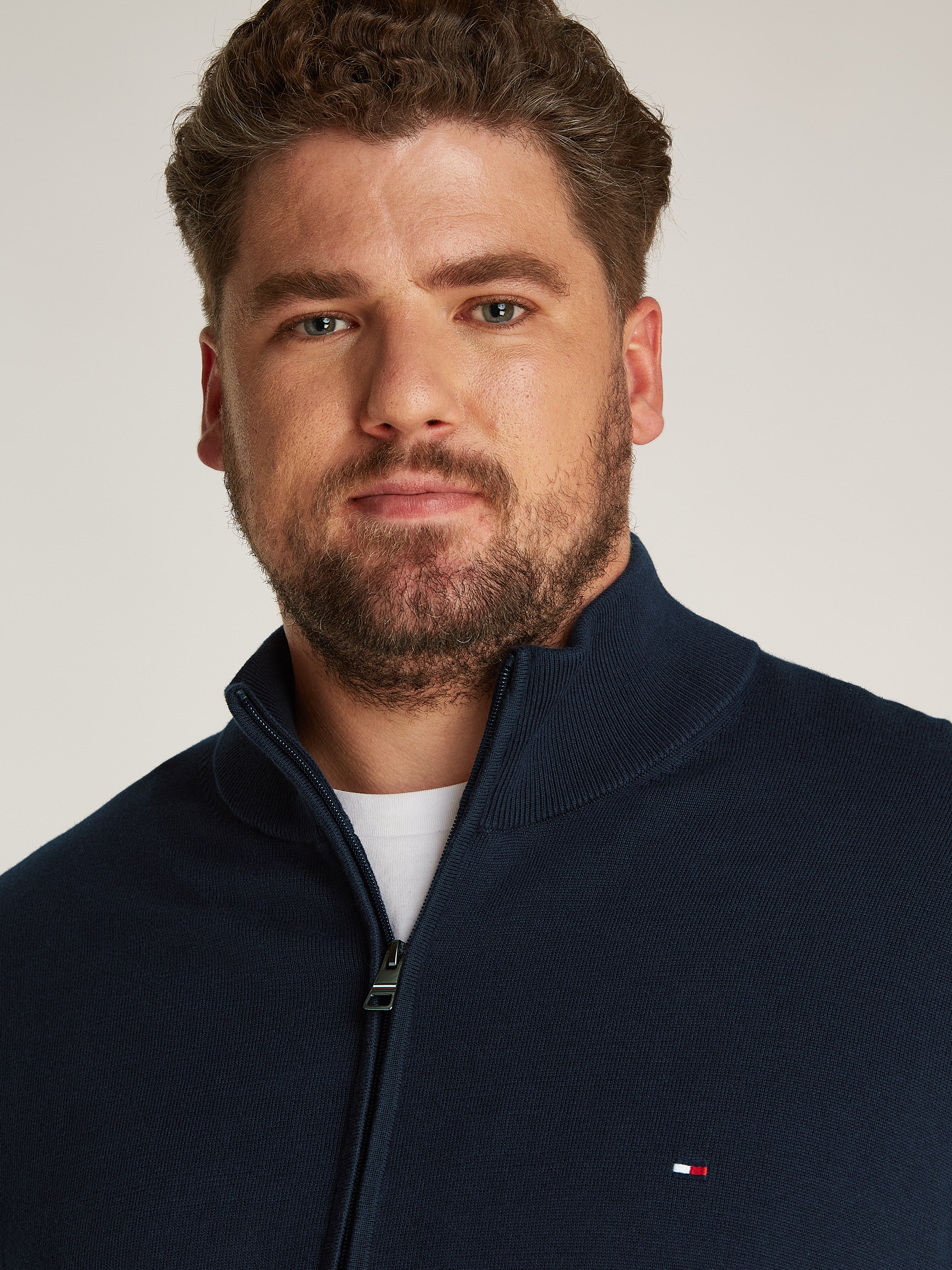Tommy Hilfiger Big & Tall Strickjacke »BT-ESSENTIAL COTTON ZIP THRU-B«, Großen Größen