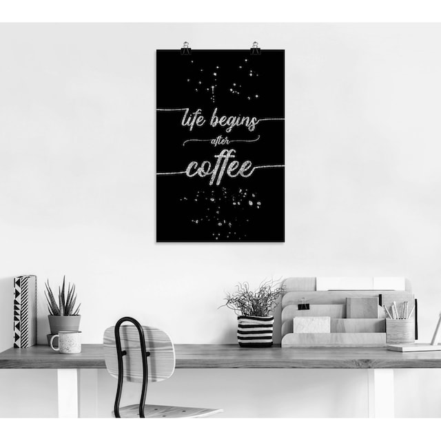 Artland Wandbild »Leben beginnt nach dem Kaffee«, Sprüche & Texte, (1 St.),  als Alubild, Leinwandbild, Wandaufkleber oder Poster in versch. Größen auf  Raten bestellen