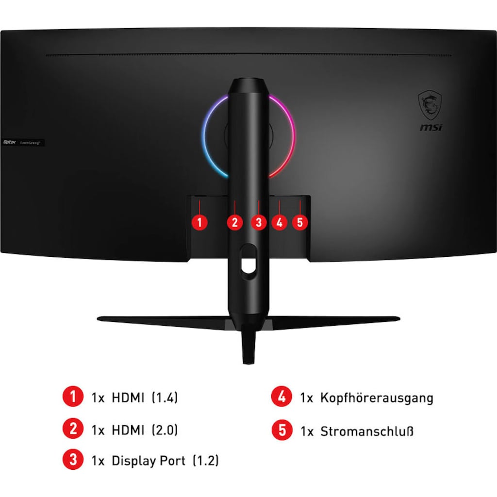 MSI Curved-Gaming-Monitor »Optix MAG342CQRV«, 86 cm/34 Zoll, 3440 x 1440 px, UWQHD, 1 ms Reaktionszeit, 100 Hz