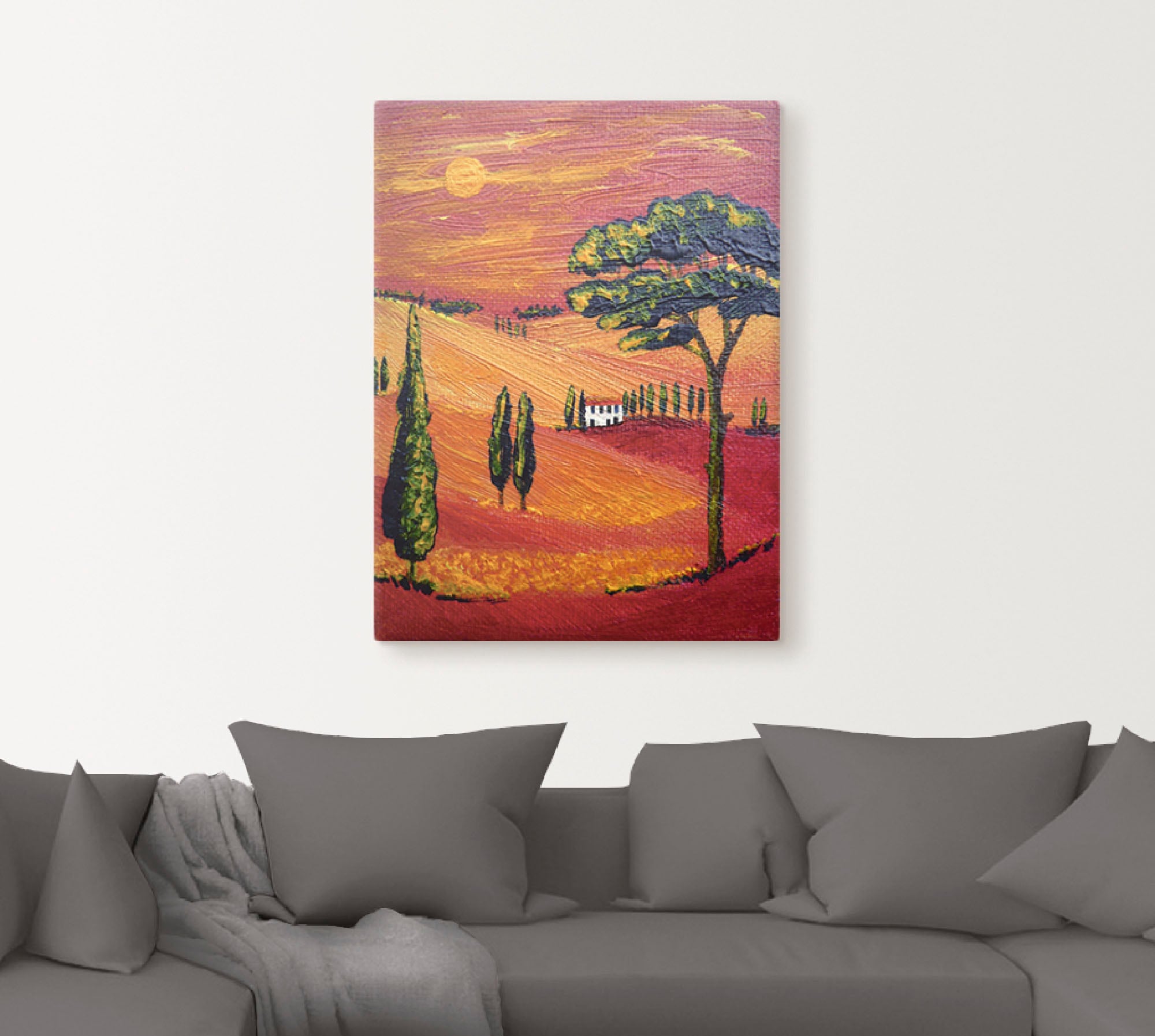 Artland Leinwandbild »Irgendwo in der Toskana/Toscana«, Sonnenaufgang & -untergang, (1 St.), auf Keilrahmen gespannt