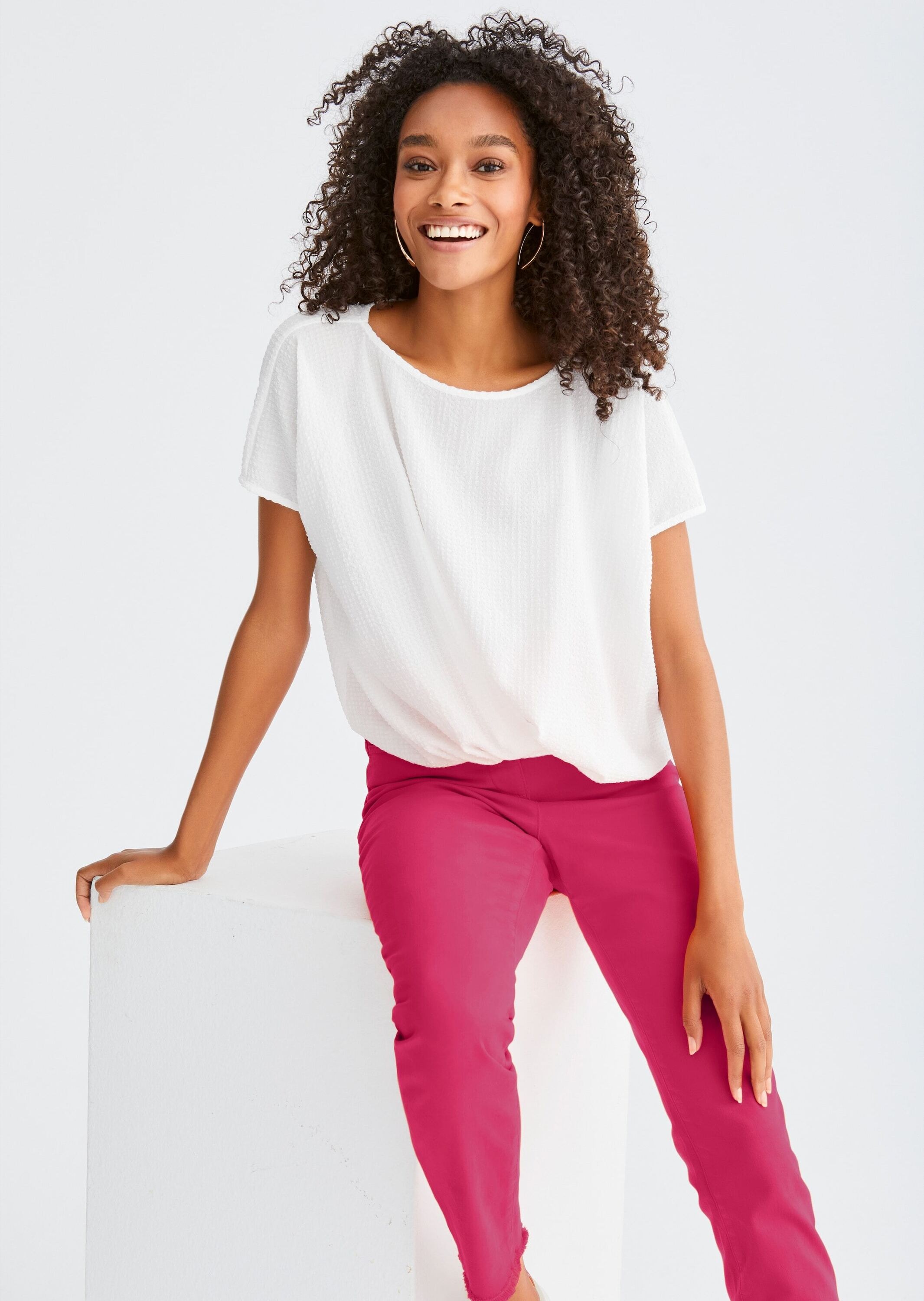 MADELEINE Regular-fit-Jeans »Jeans Mid Waist Skinny-Hose mit Fransen« mit Fransensaum