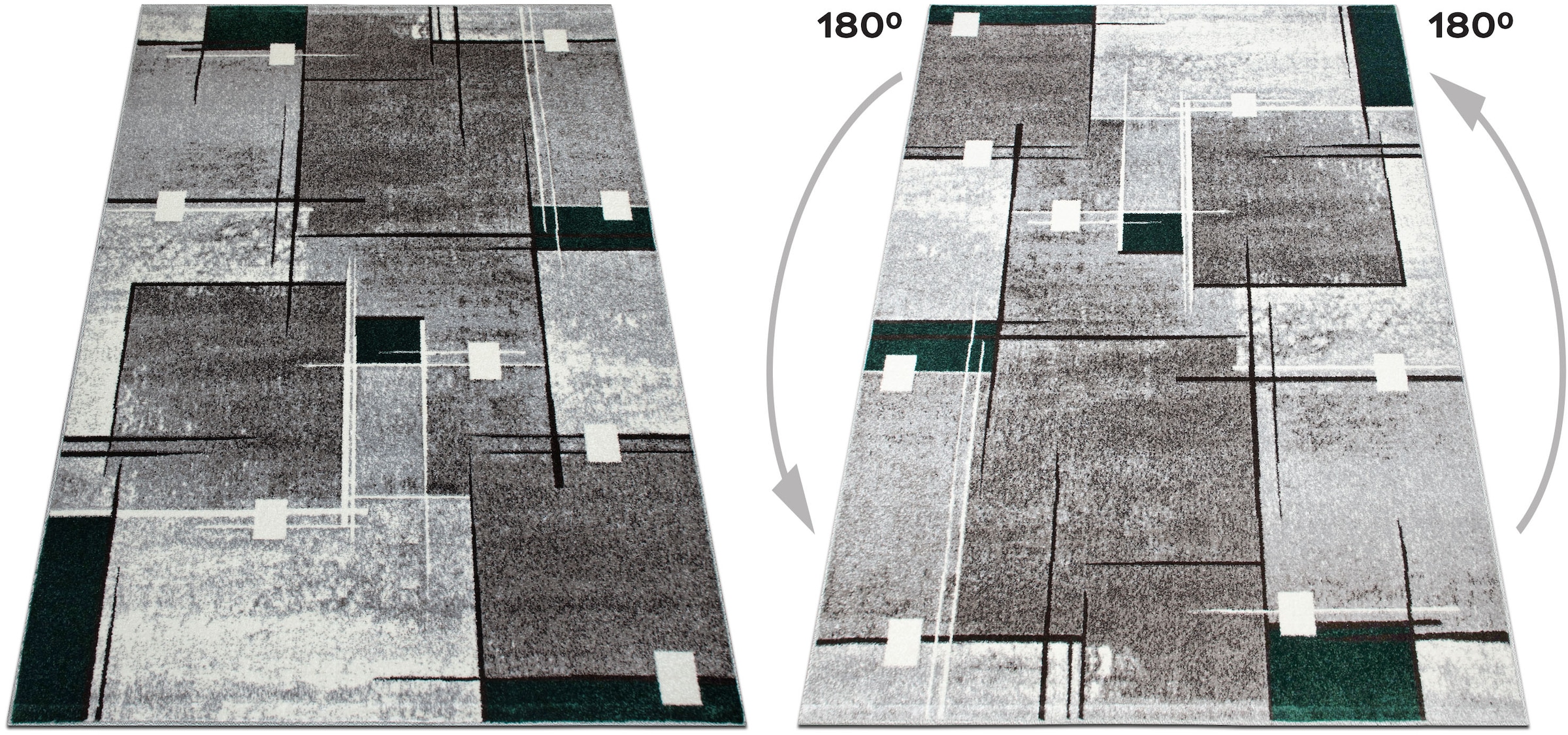 my home Teppich »Deblin« rechteckig 9 mm Höhe weicher Flor, Kurzflor, Karo-Design, modern, geometrisches Muster