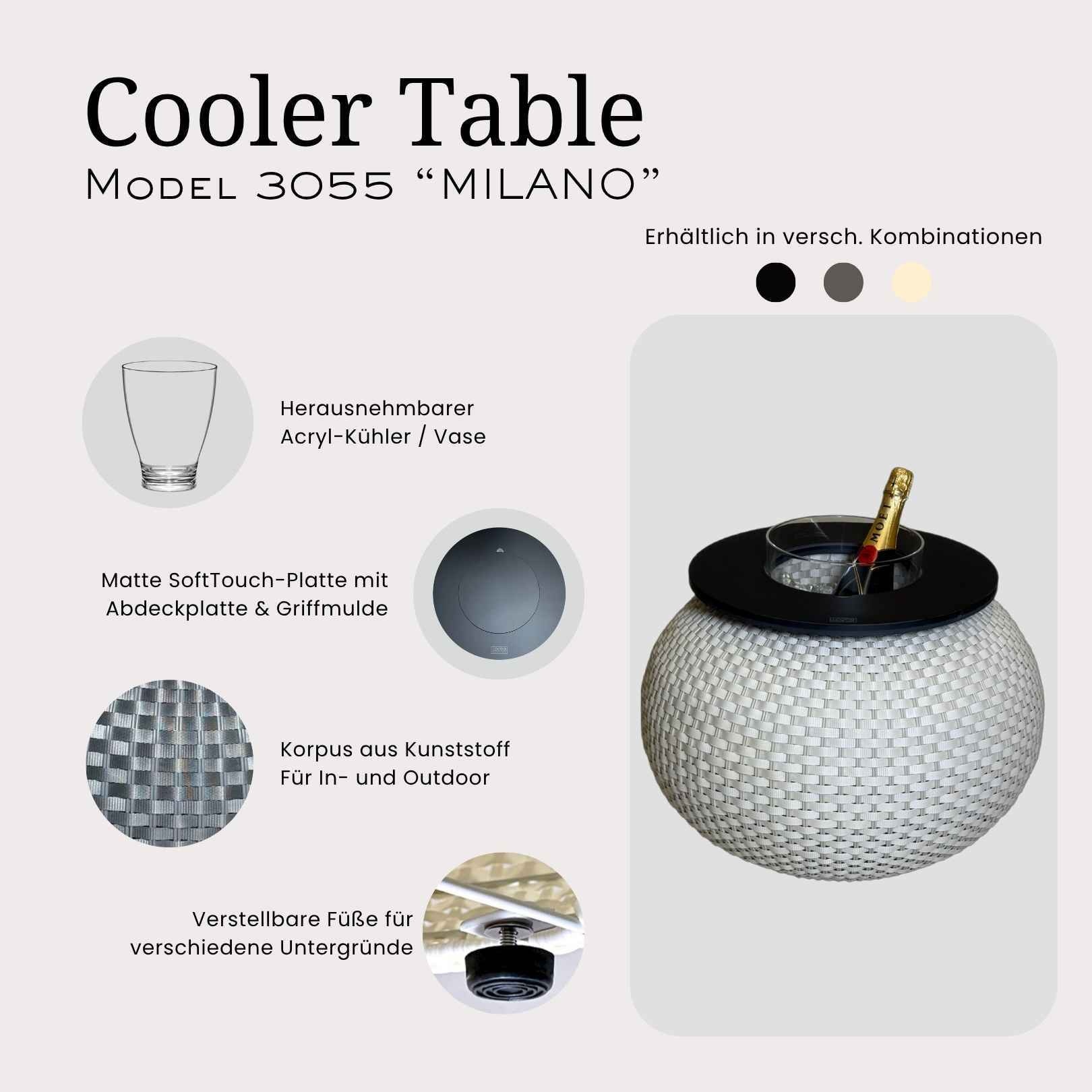 COOTAB Cooler Table Beistelltisch »Beistelltisch mit Acryl-Kühler Milano 40 cm«