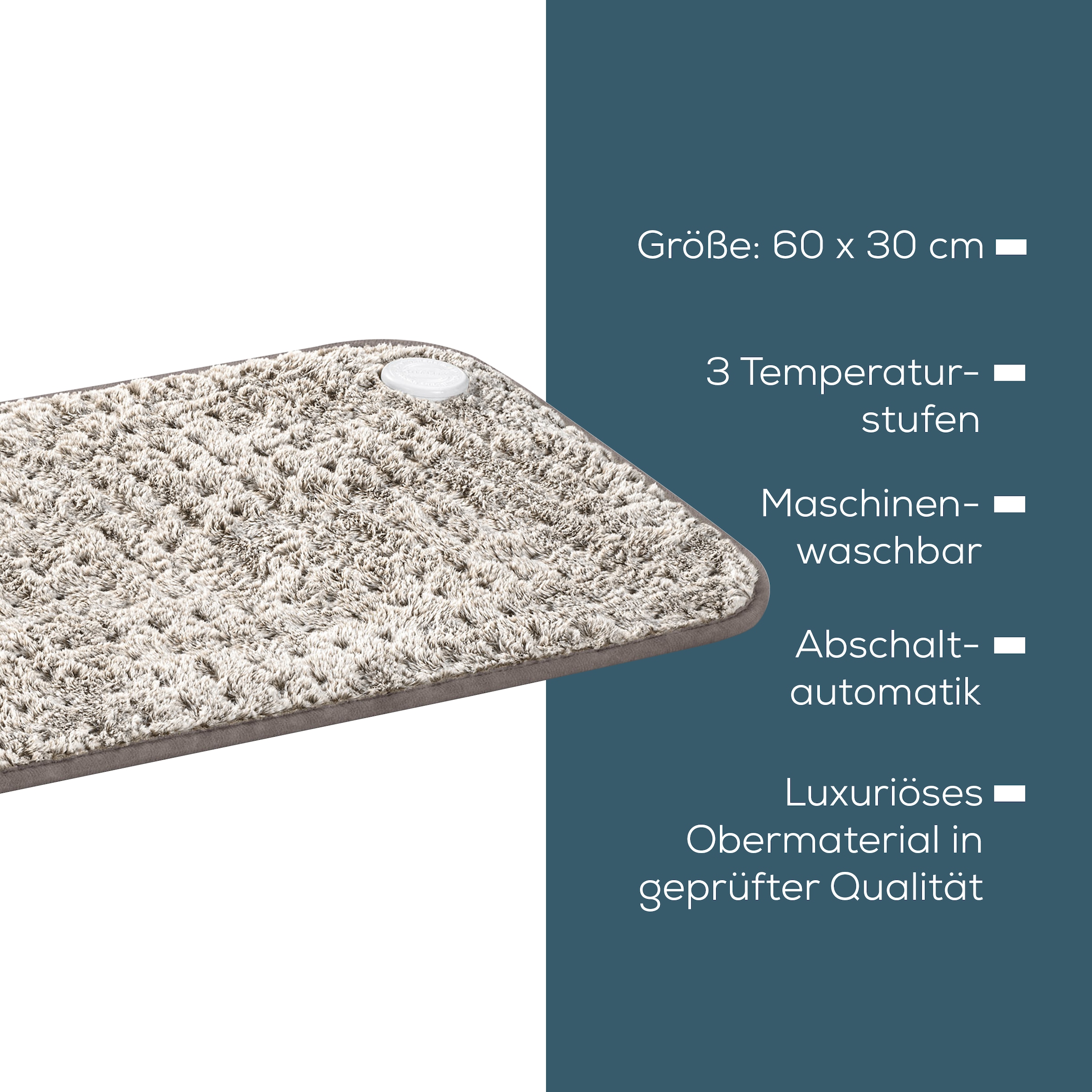BEURER Heizkissen »HK 123 XXL Format für kuschelige Wärme mit flauschigem Material«, Mit 3 Temperaturstufen, maschinenwaschbar bis 30°C, 60 x 30 cm