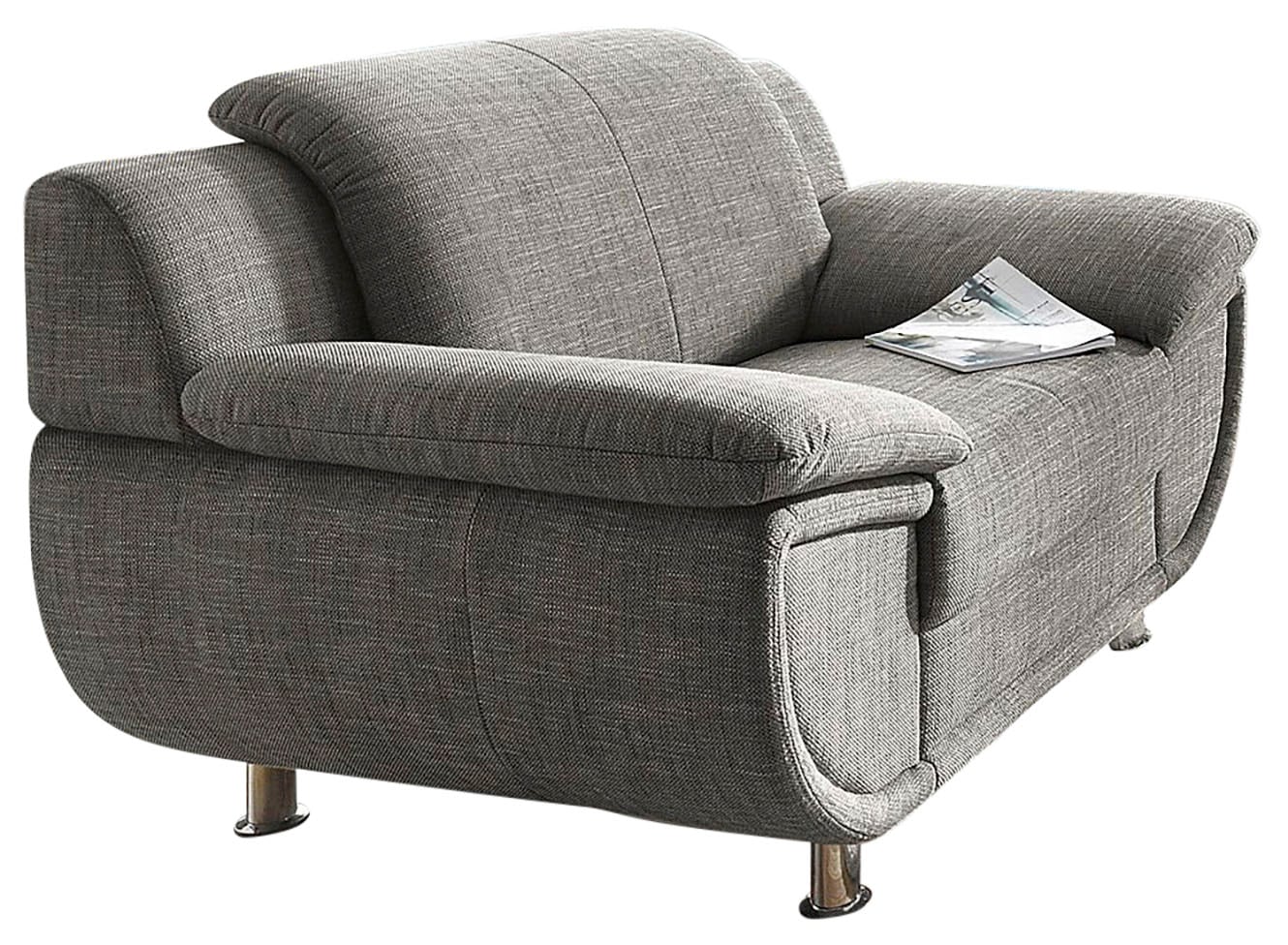 TRENDMANUFAKTUR Sessel »Rondo, Breite 121 cm, breite Armlehnen, Füße chromfarben«, Big-Sessel wahlweise mit Federkern, bequem