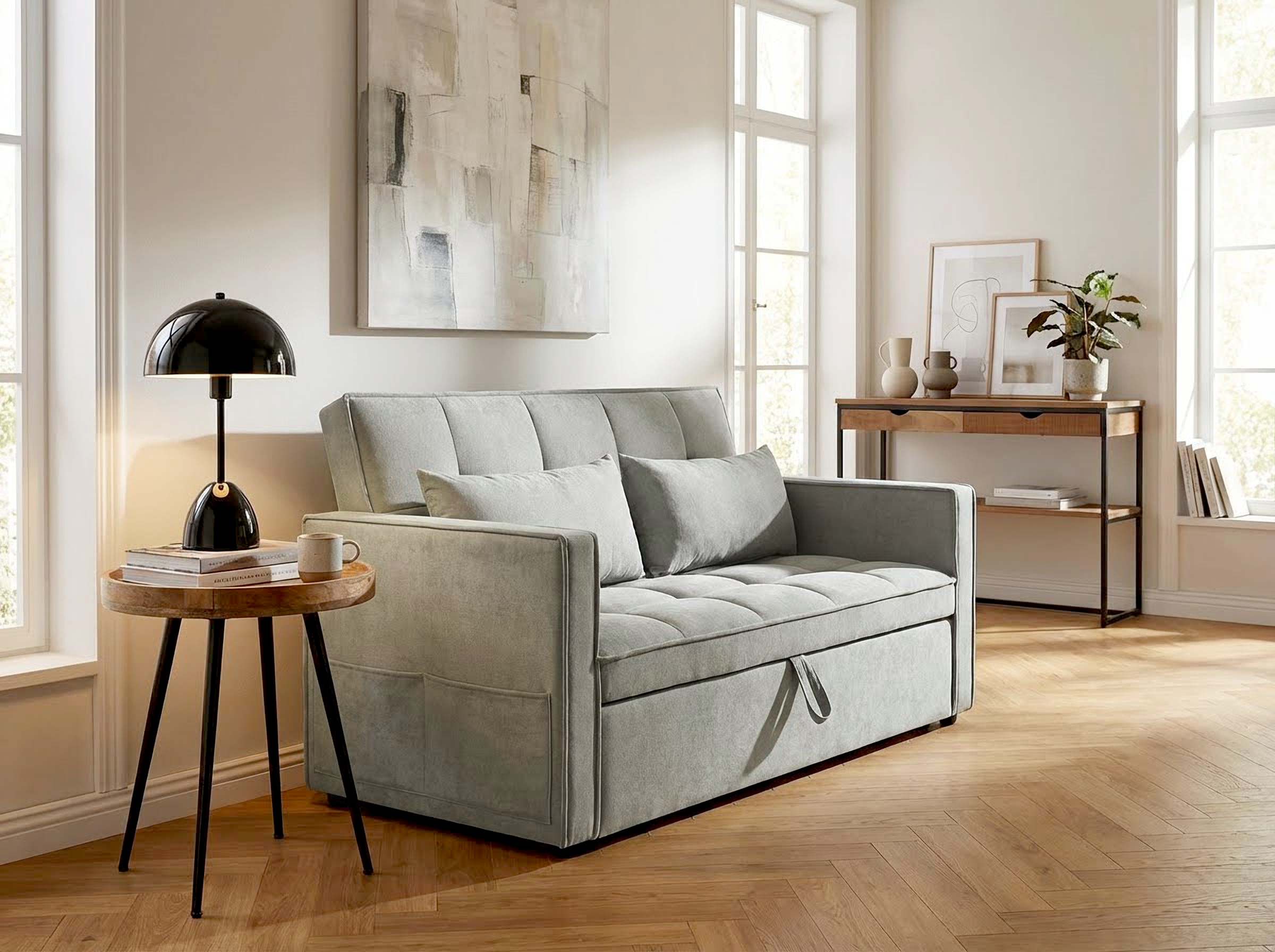 OTTO home Schlafsofa »STEFFO, 159 cm, 2-Sitzer, mit verstellbarer Rückenlehne« Klappmechanismus, Feinstruktur-Bezug, natürliche Farben
