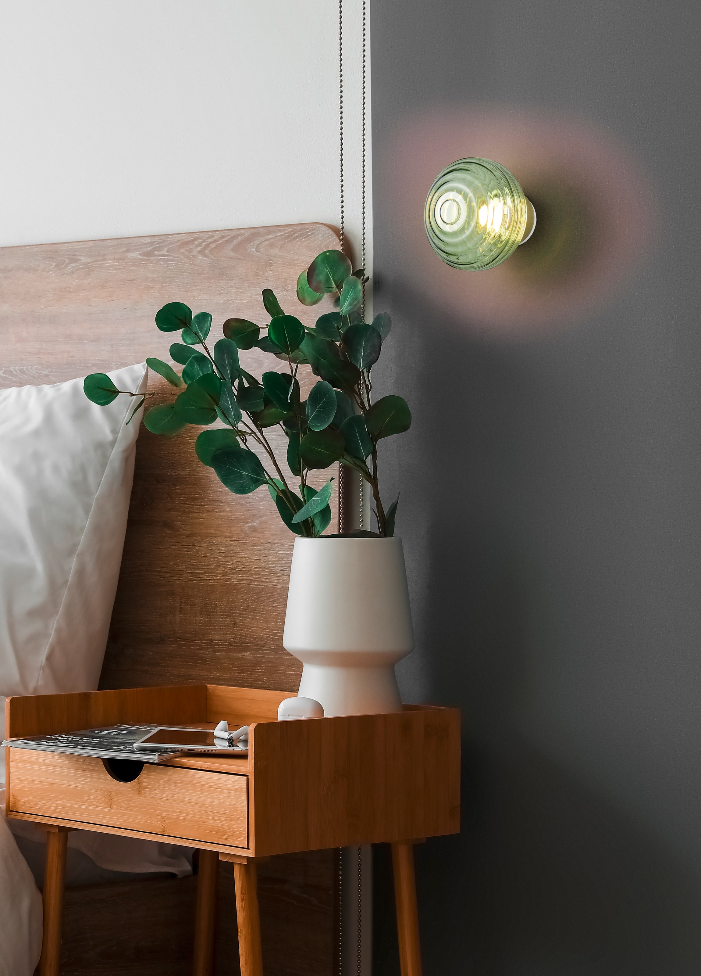 REALITY Leuchten LED Wandleuchte »EARL, runde Akku Wandlampe mit Touchdimmer, USB-Anschluss Ø 15,5cm« LED-Board 1 Stk. Warmweiß Akku Wandlampe Glasschirm, einfache Wandbefestigung, Tiefe 15 cm