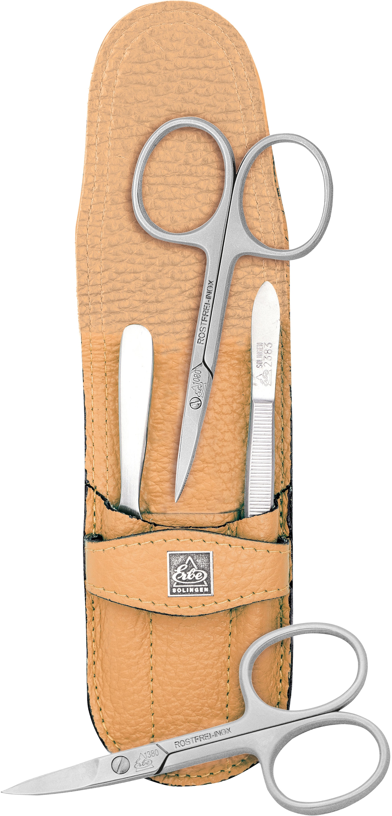 ERBE Maniküre-Etui »ERBE Maniküre Set Steck-Etui Serie "Piemont", schwarz, 4-tlg., Inox« Echtleder, rostfreie Instrumente, Hergestellt in Solingen/Deutschland