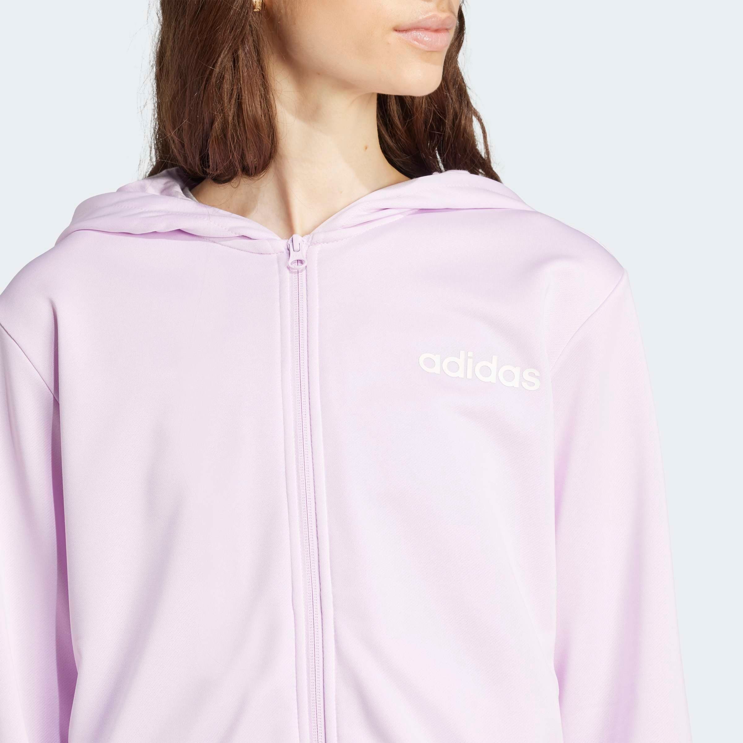 adidas Sportswear Trainingsanzug »W LINEAR TS« 2 Stk. tlg. Trainingsjacke mit Kapuze, Tracksuit