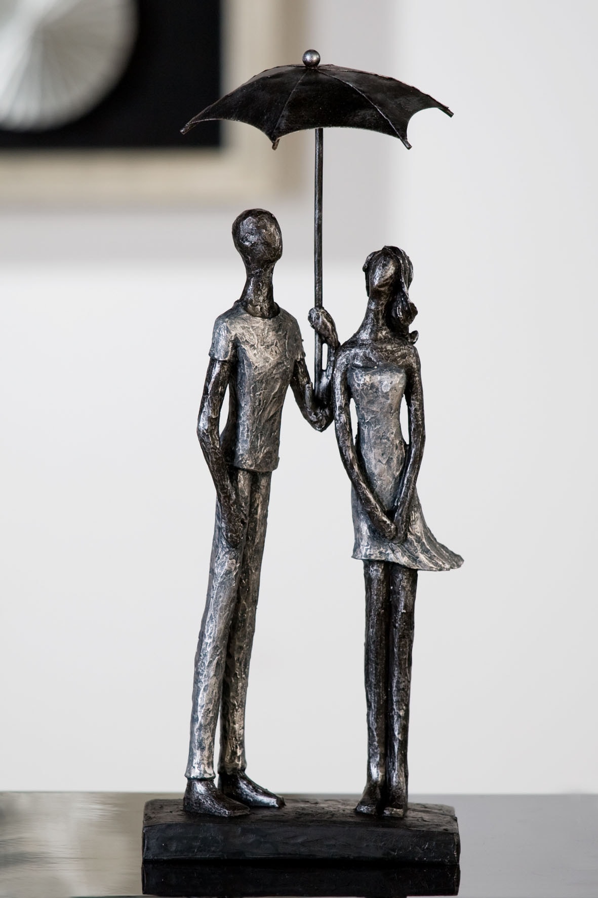 Casablanca by Gilde Dekofigur »Skulptur Umbrella, silber«, Dekoobjekt, Höhe 36 cm, antikfinish, mit Spruchanhänger, Wohnzimmer