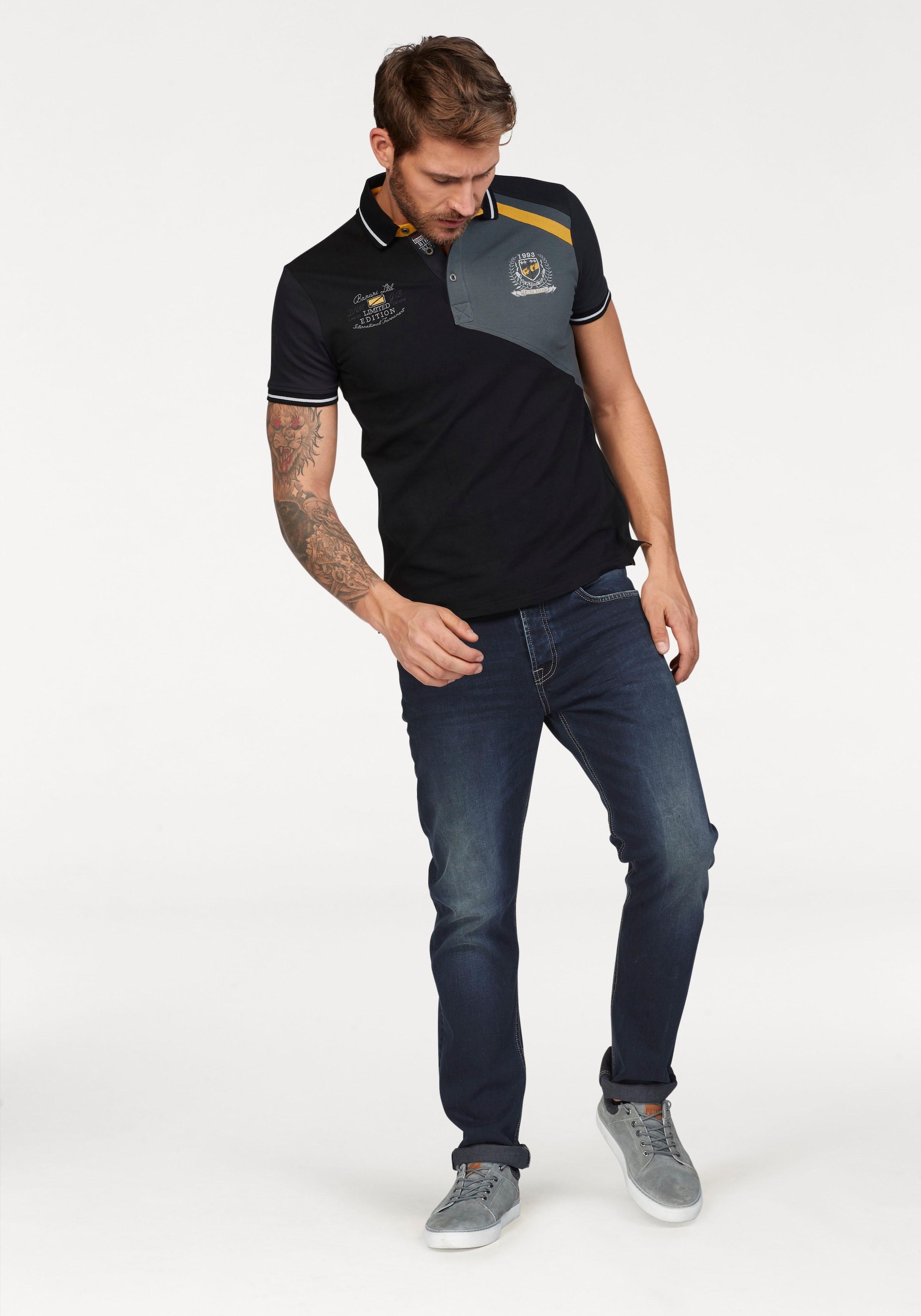 Bruno Banani Poloshirt, Kurzarm, körpernahe Passform, unifarben, mit Polokragen