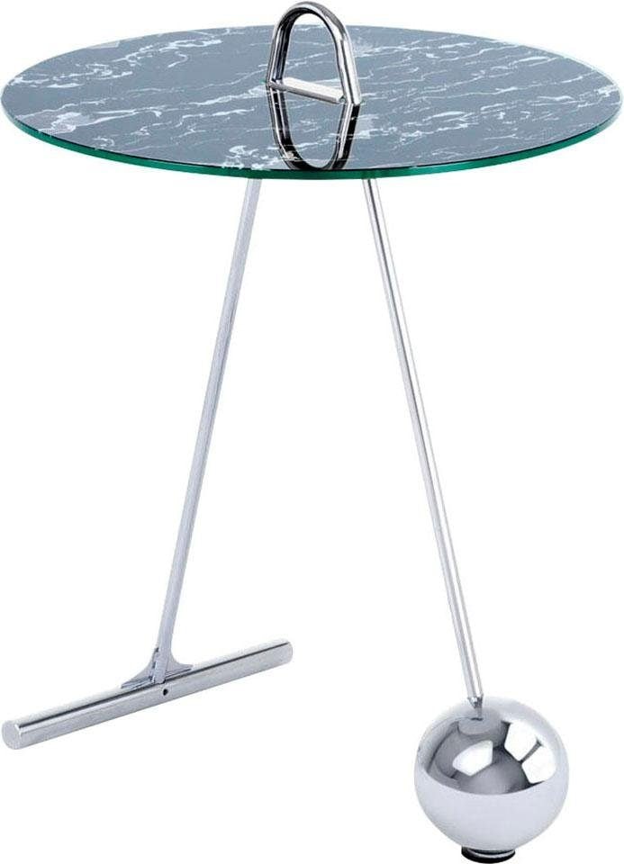Kayoom Beistelltisch "Pendulum 525, mit runder Tischplatte" 1 Stk. tlg. Marmoroptik, Gestell im Pendel-Design, praktisch tragbar