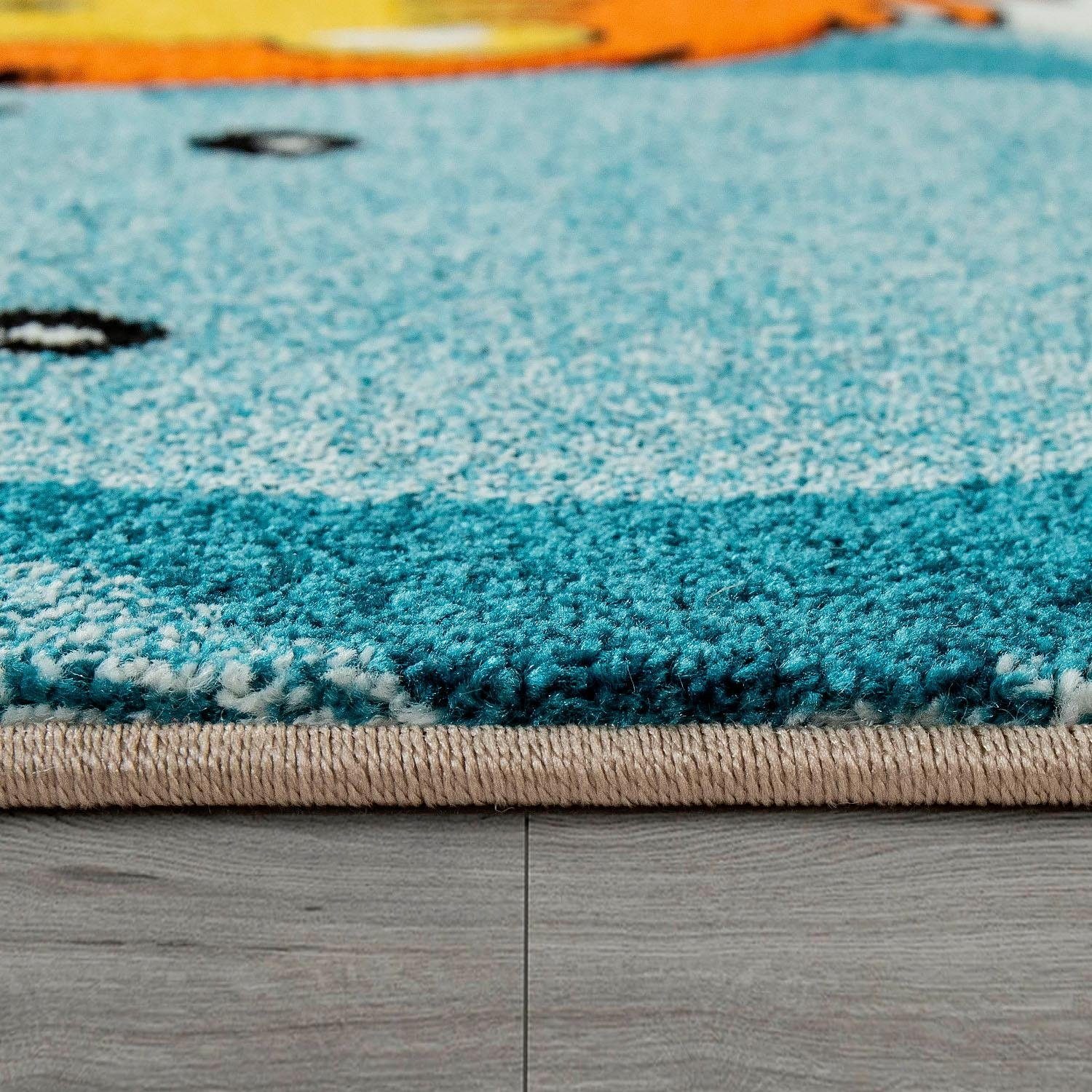 Paco Home Kinderteppich »Diamond 634«, rund, 18 mm Höhe, 3D-Kinder Design, Motiv Zootiere, Kinderzimmer