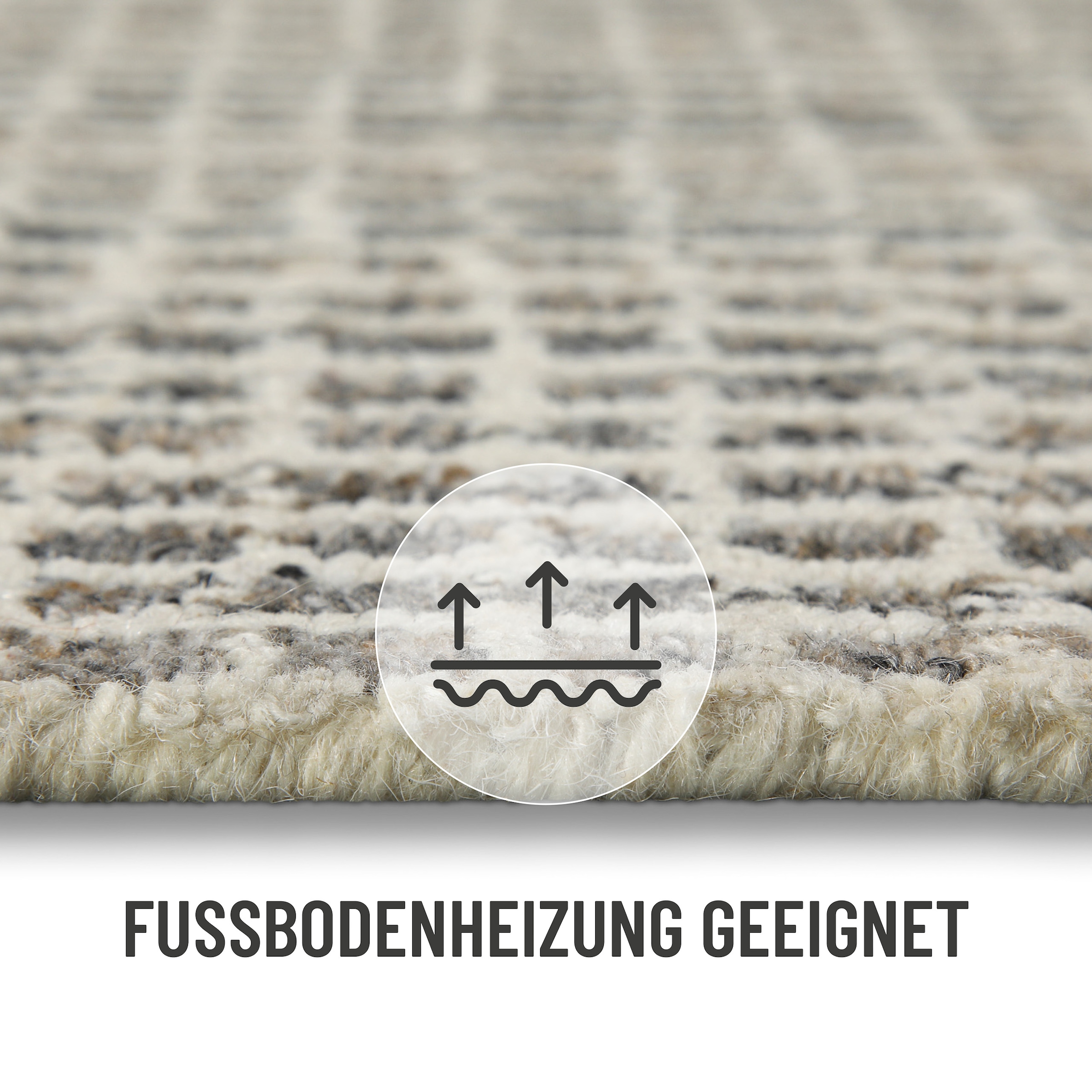Wecon home Teppich »Hamptons FOURTEEN«, rund, 10 mm Höhe, Fasermix, Kurzflor, Wohnzimmer, Schlafzimmer, elegant, Karo-Muster