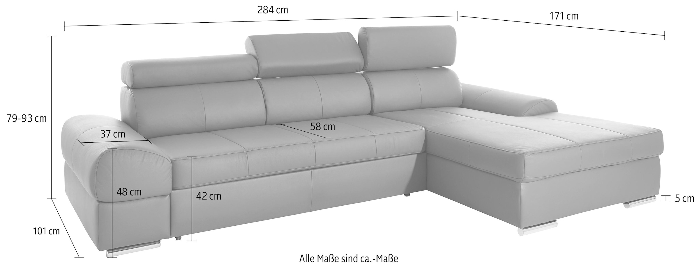 sit&more Ecksofa »Broadway L-Form« inklusive Kopfteilverstellung, wahlweise mit Bettfunktion
