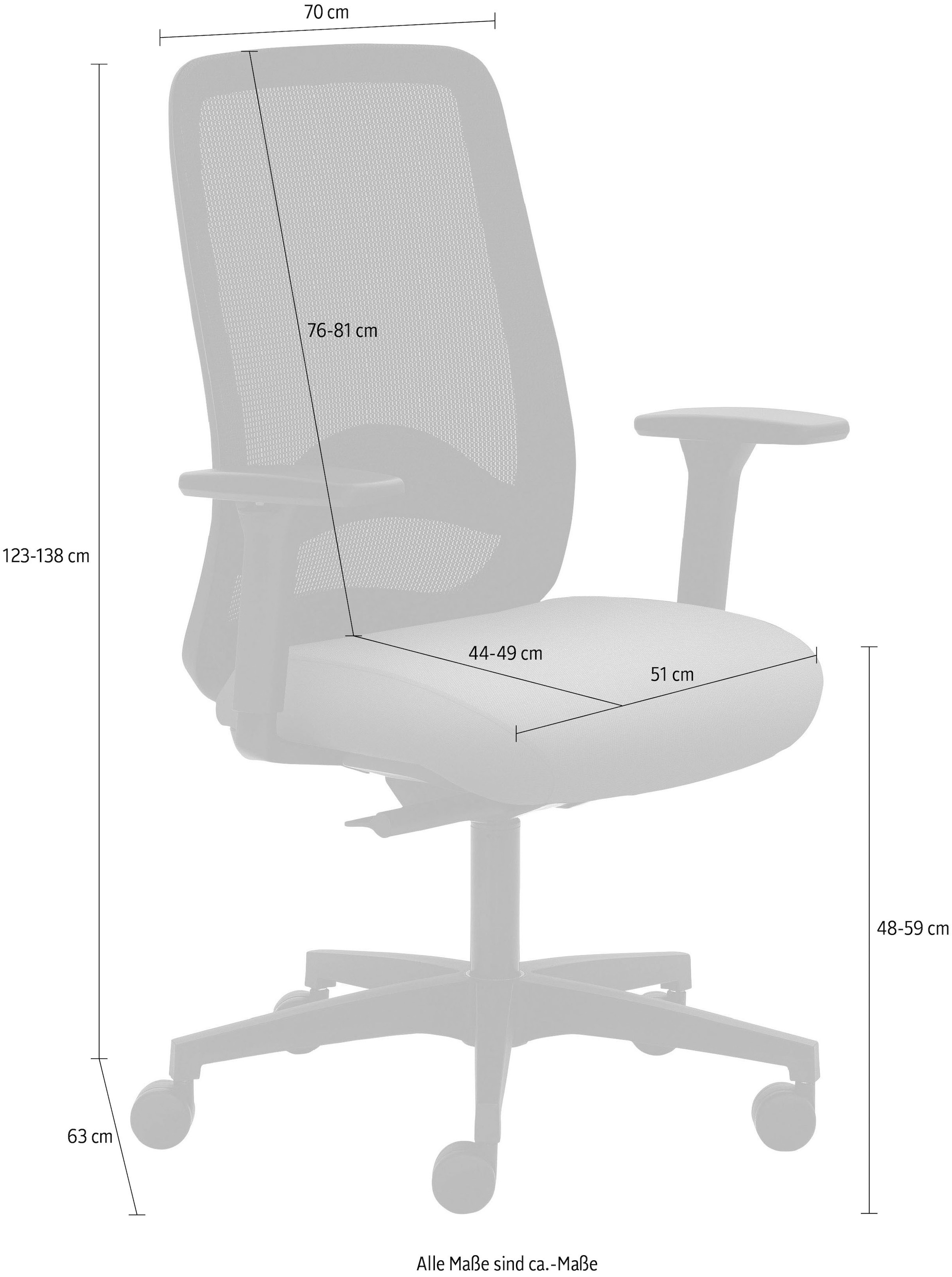 Polyester), bestellen Armlehnen, auf Struktur Rechnung Mayer Sitzmöbel »2228«, Drehstuhl (recyceltes 3D Kopfstütze, Sitztiefenverstellung
