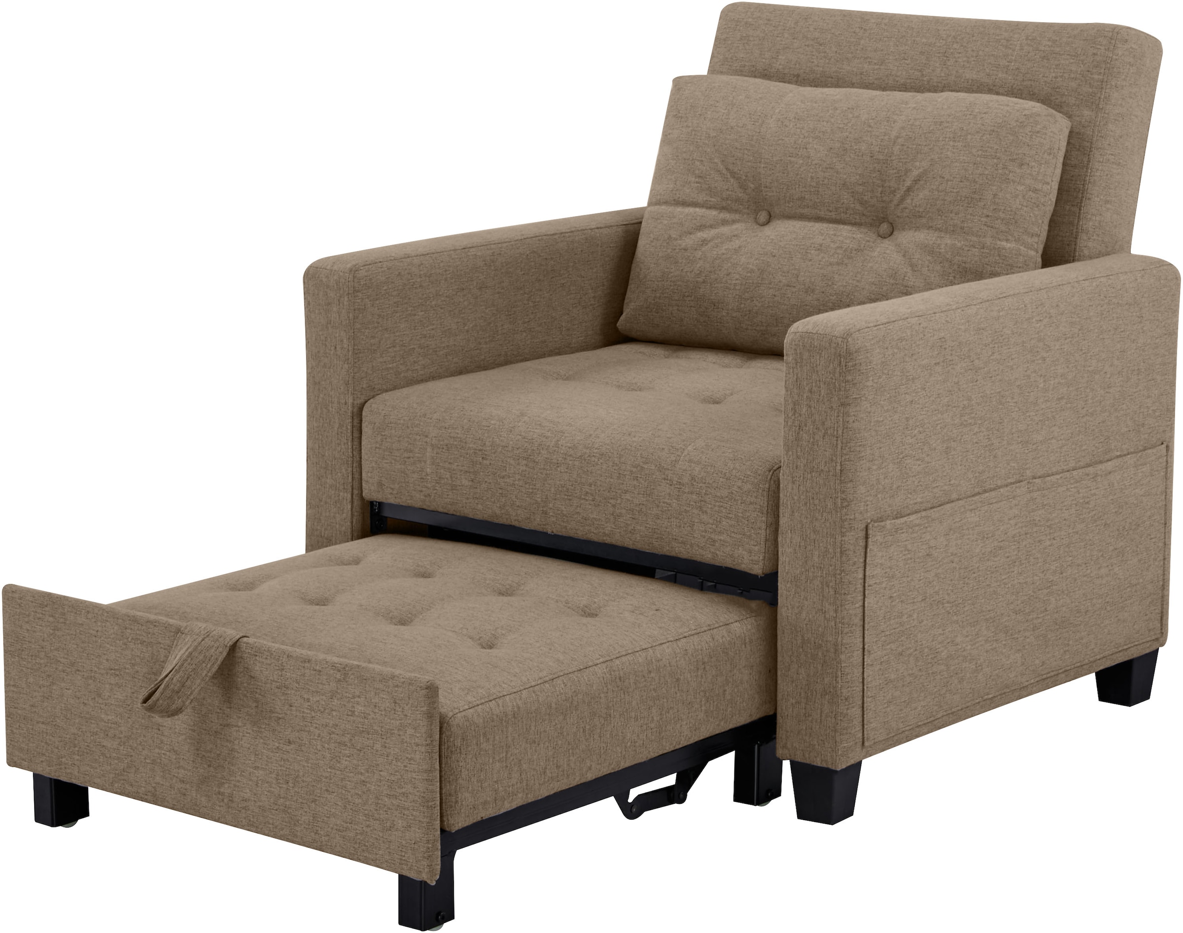 OTTO home Sessel »TYLLI, 91 cm, wandelbar zum Gästebett, Schlafliege, klappbar« verstellbarer Rückenlehne, Klappmechanismus, Webstoff