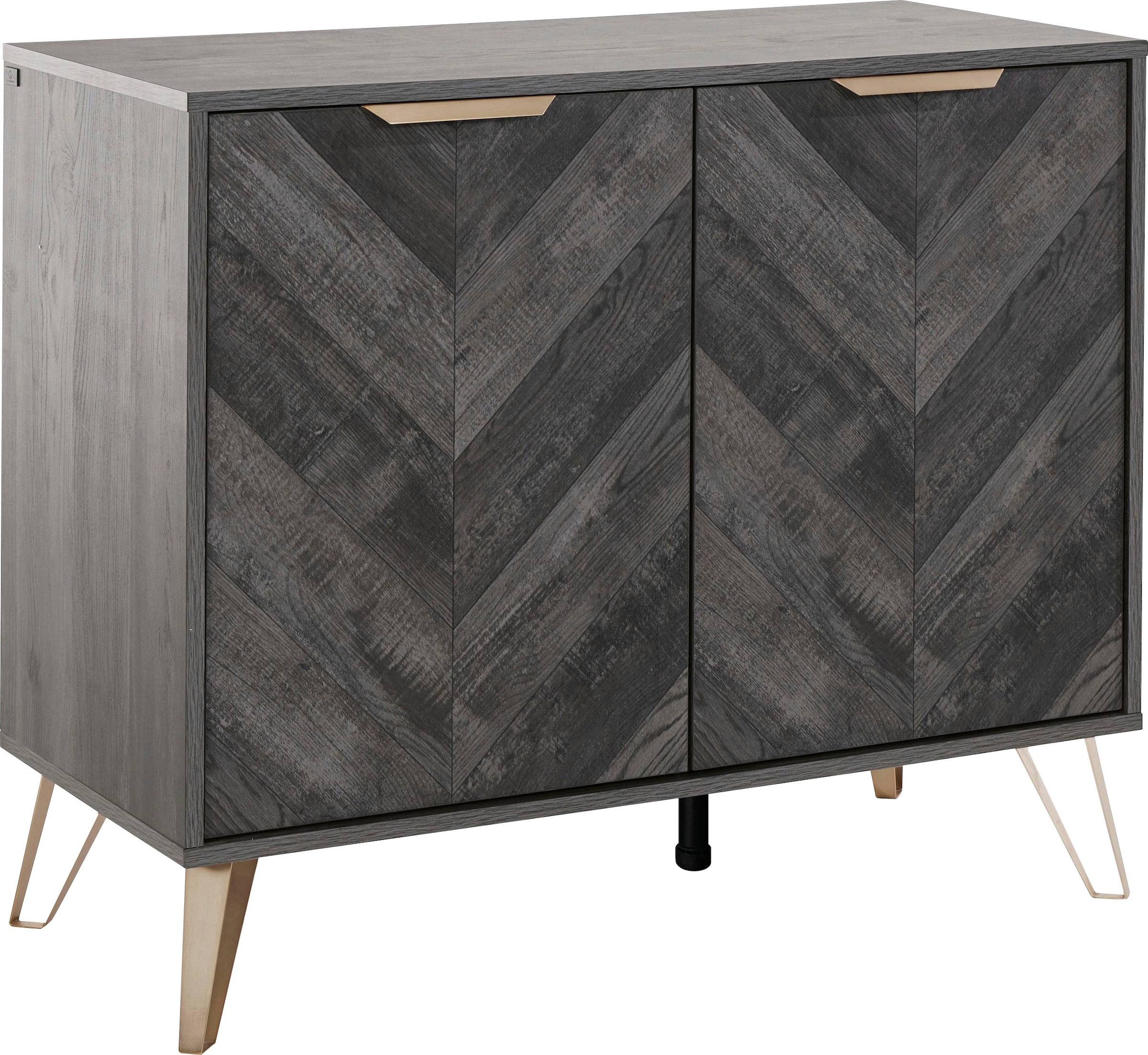 Leonique Sideboard »Nanterie«, aus edler Holzoptik, mit exklusivem Fischgrätenmuster, Breite 90 cm