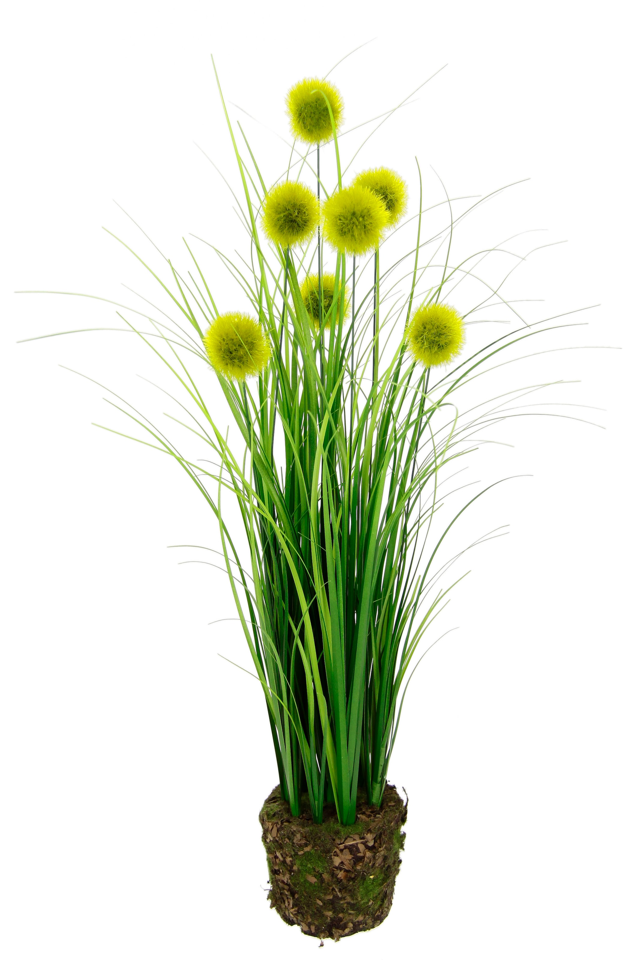 Kunstpflanze »Knopfgras im Erdtopf«, Grasbusch Kunstblume Dekogras