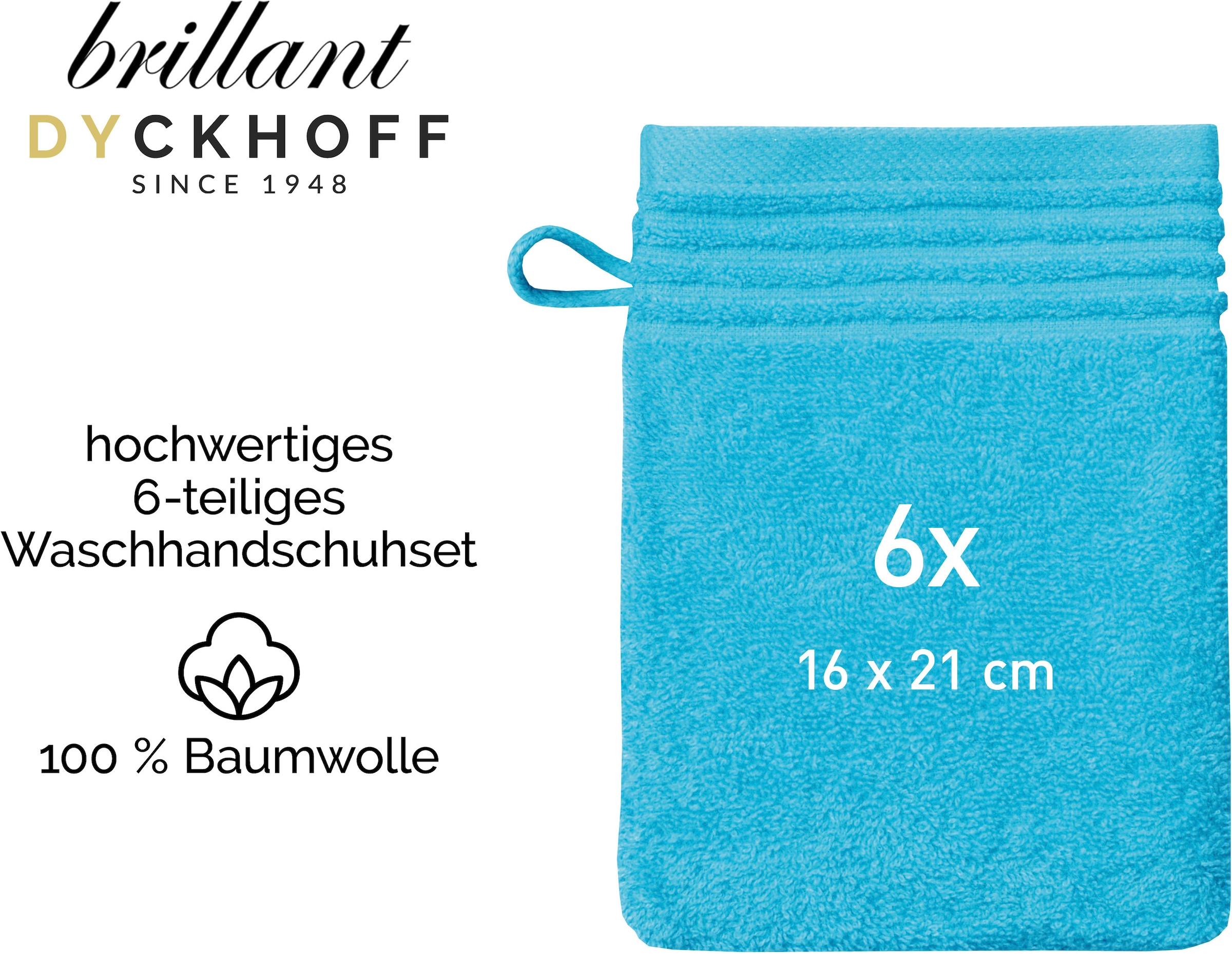 Dyckhoff Waschhandschuh »Waschhandschuh-Set BRILLANT 6-tlg., Baumwolle, 550 g/m²« Baumwolle