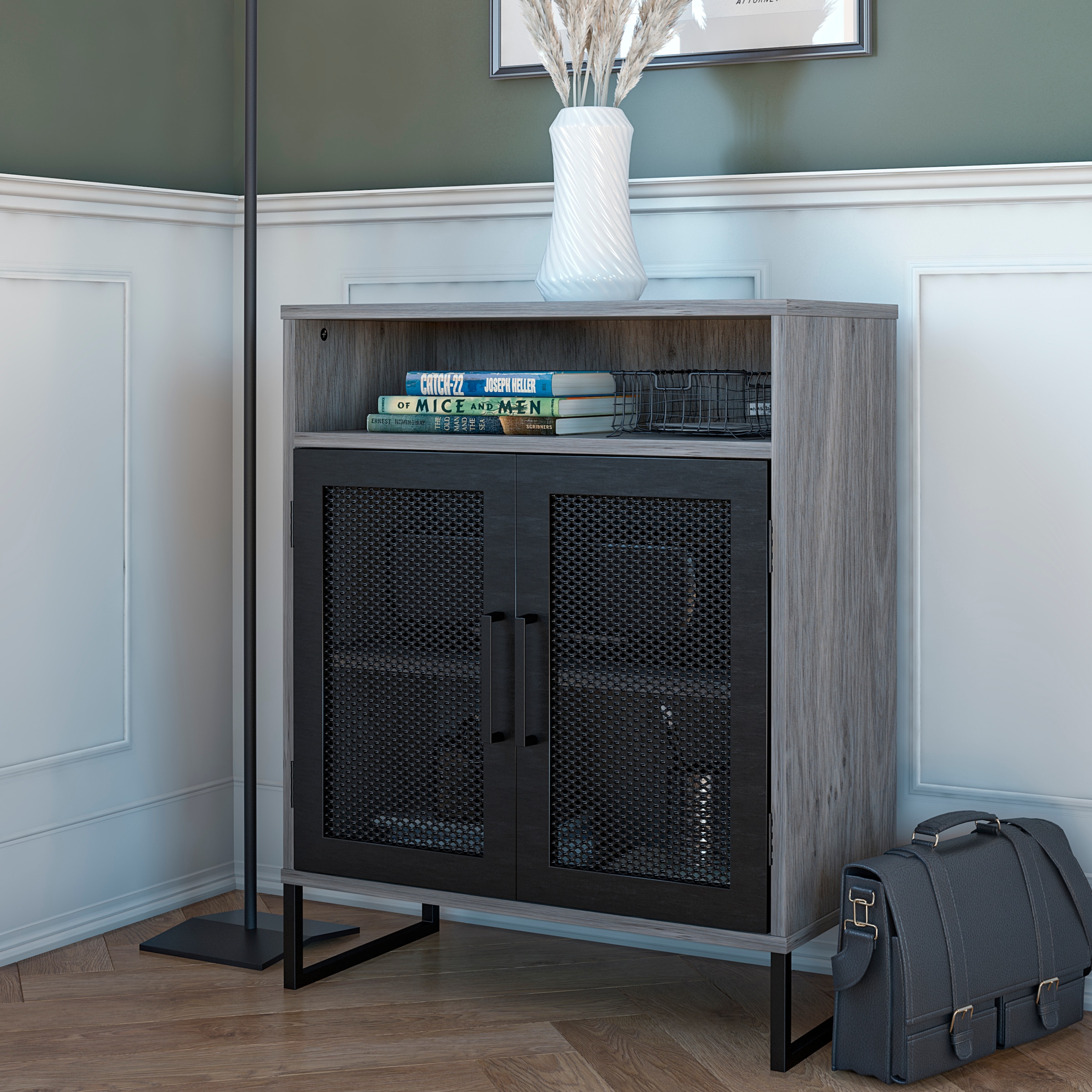 Dorel Home Aktenschrank »Purdue«, Türen mit Magnetverschluß, Mesh aus Metall, Breite 61 cm, Höhe 76,5 cm