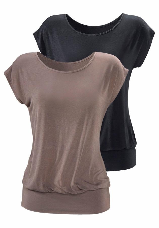 LASCANA Longshirt »mit breitem Bund«, (2er-Pack), aus weichem Viskose-Stretch