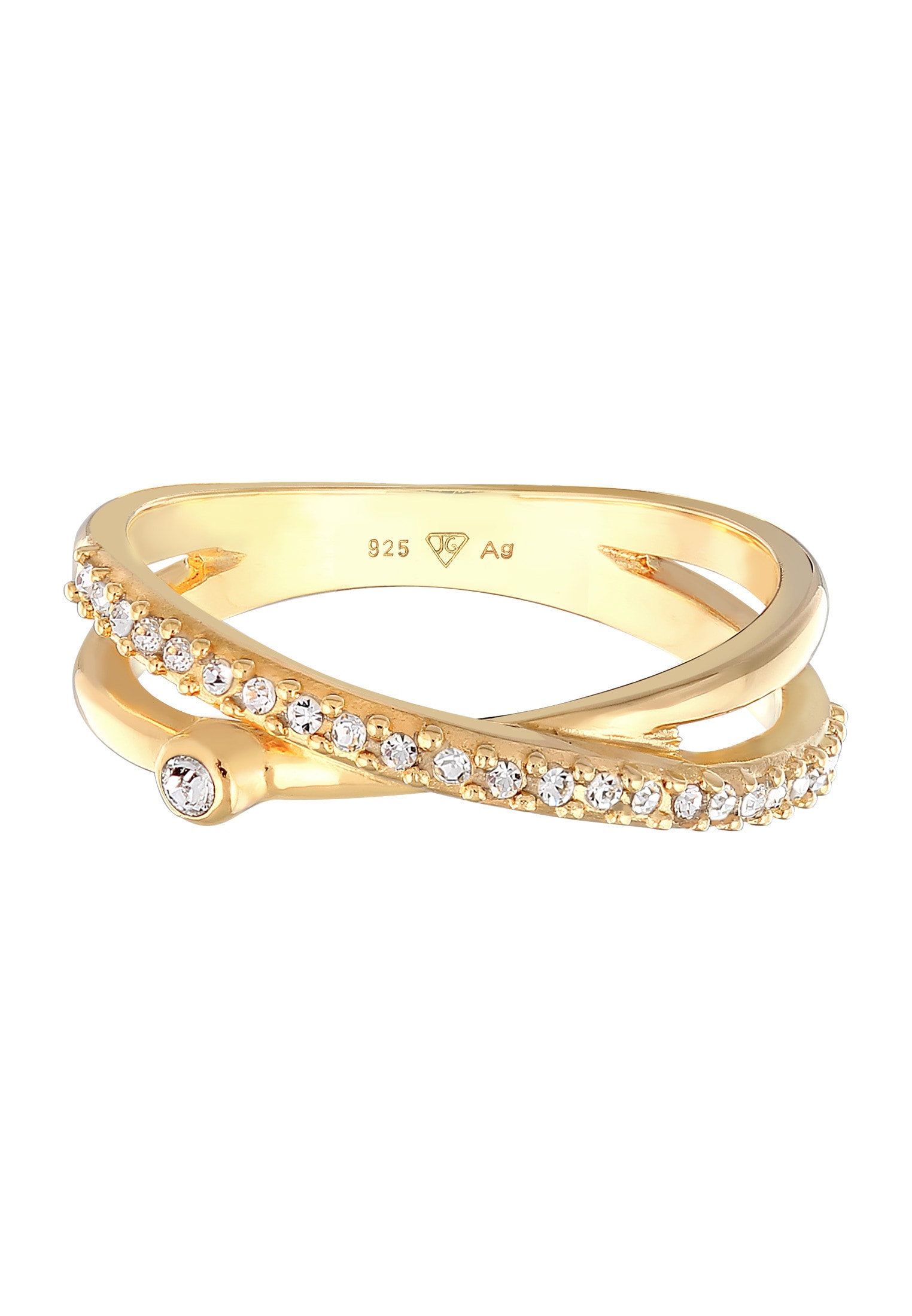 Elli Fingerring »Ring Wickelring X Kristalle Glamour 925 Silber«