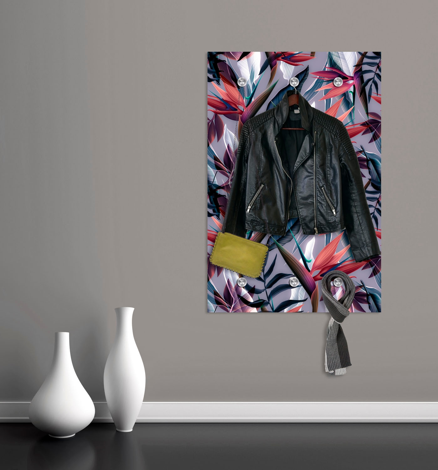 queence Garderobenleiste »Pflanzen«, mit 6 Haken, 80 x 120 cm