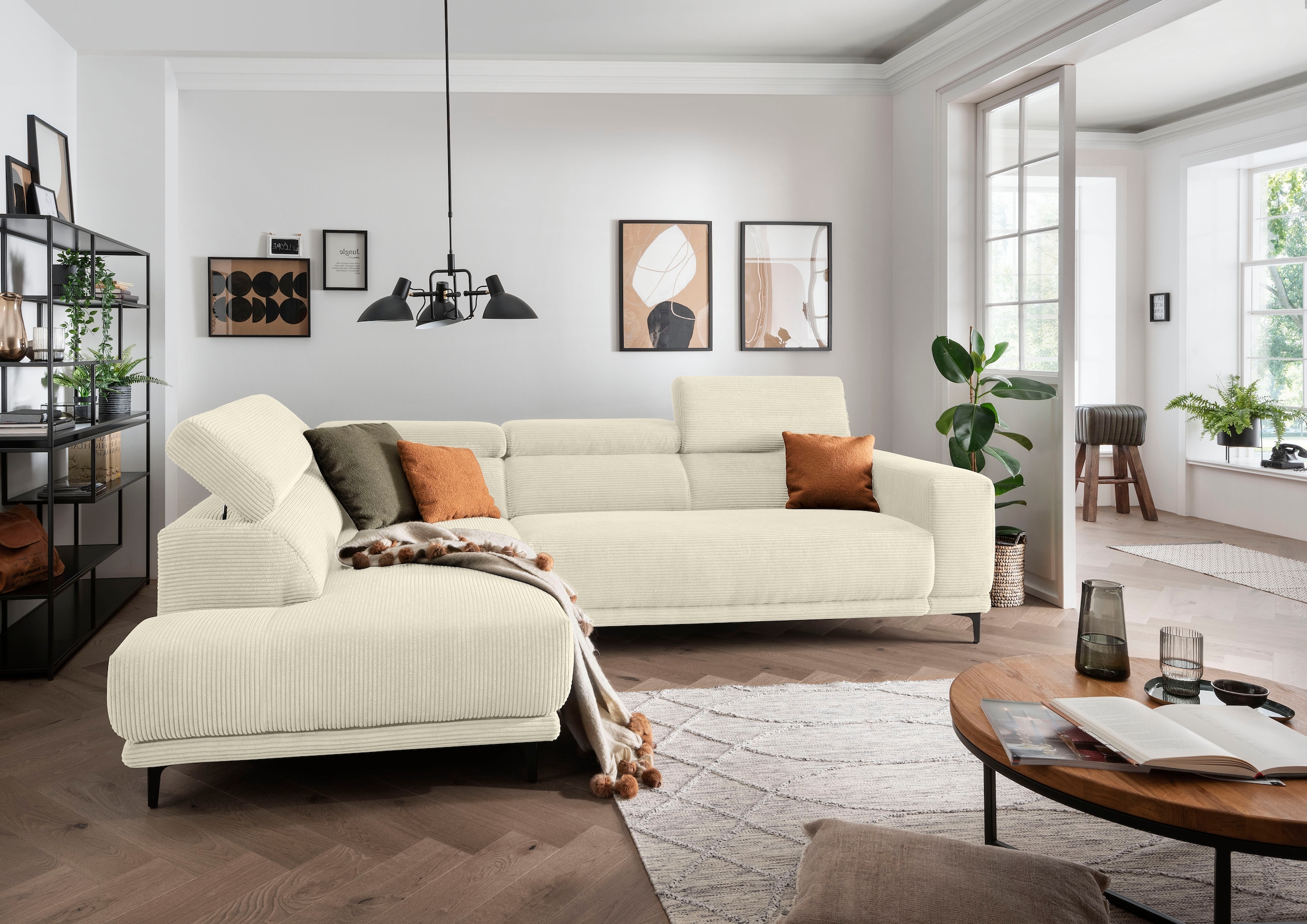 alina Ecksofa »Hikari«, wahlweise mit Sitzvorzug, in modernem Cordstoff, Breite 276 cm